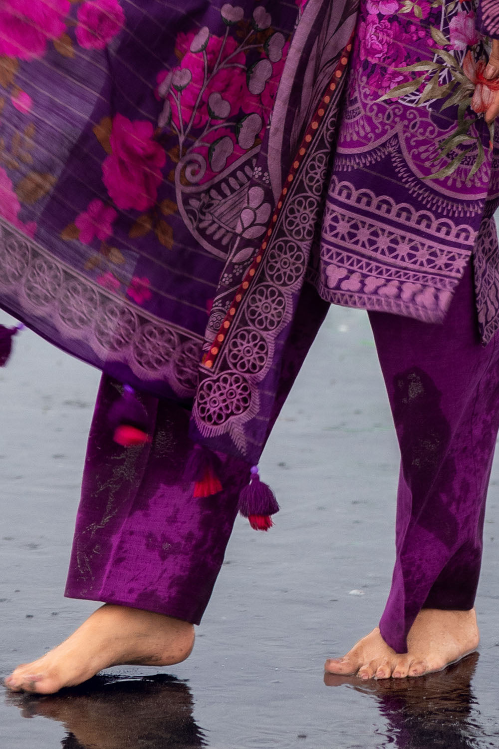 3 Piece Printed Mehsuri Khaddar Stripe Suit With Dupatta