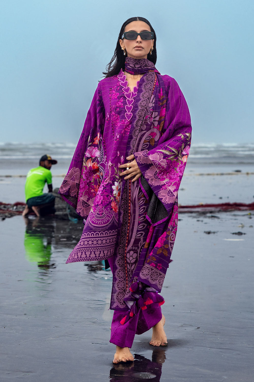 3 Piece Printed Mehsuri Khaddar Stripe Suit With Dupatta