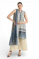 3 Piece Printed Mehsuri Stripe Lawn Suit with Printed Mehsuri Stripe Lawn Dupatta and Dyed Trouser