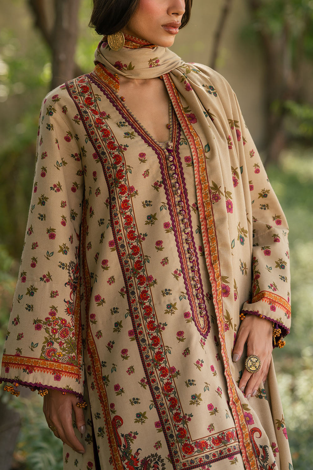 3 Piece Printed Pashmina Suit