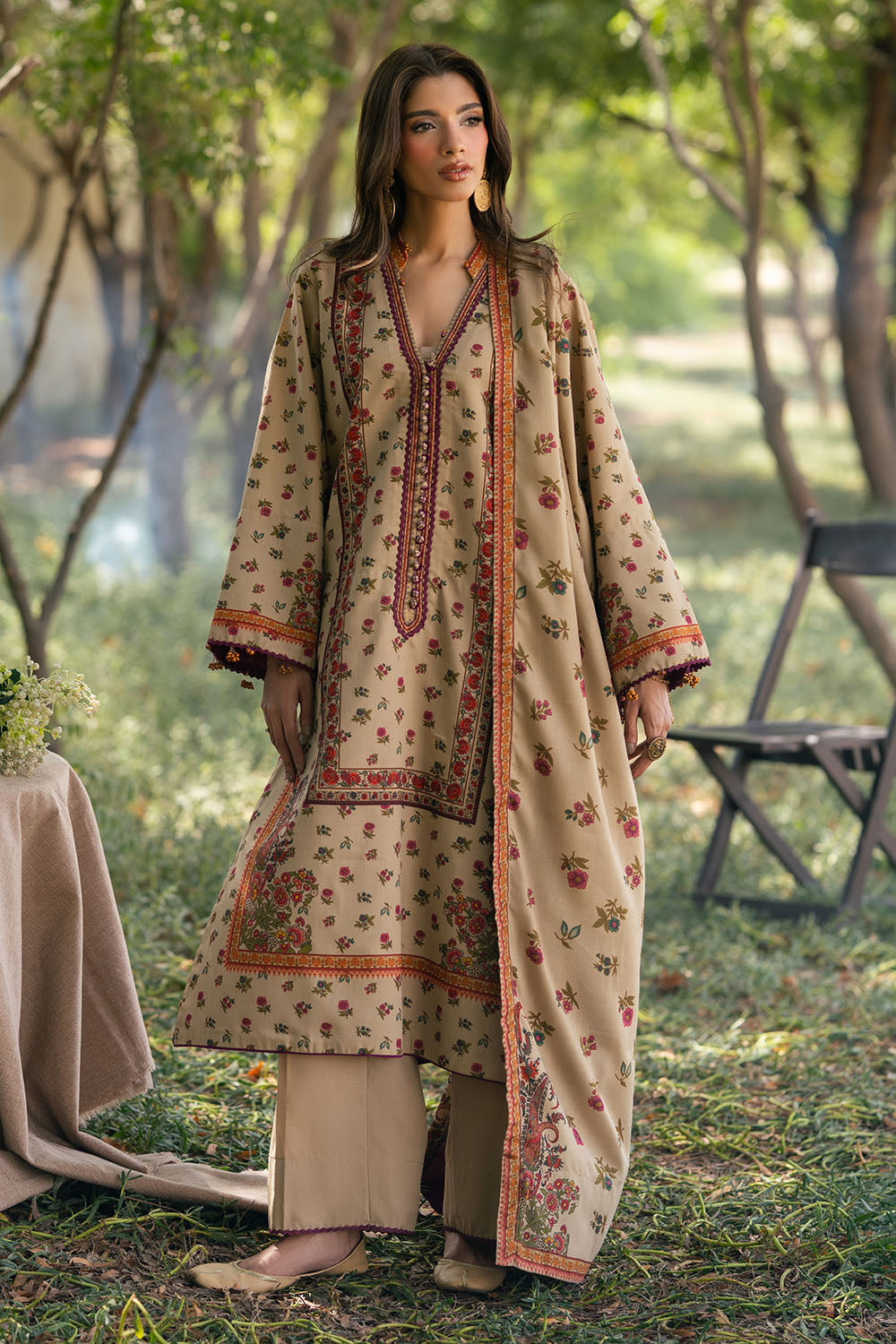 3 Piece Printed Pashmina Suit