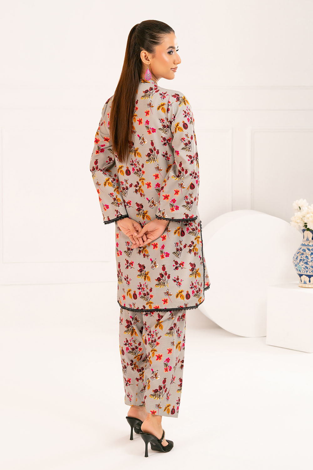 2 Piece Printed Slub Viscose Suit