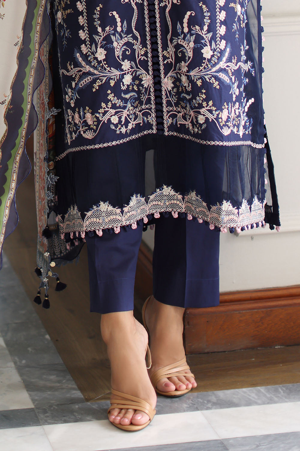 3 Piece Embroidered Lawn Suit with Silk Dupatta
