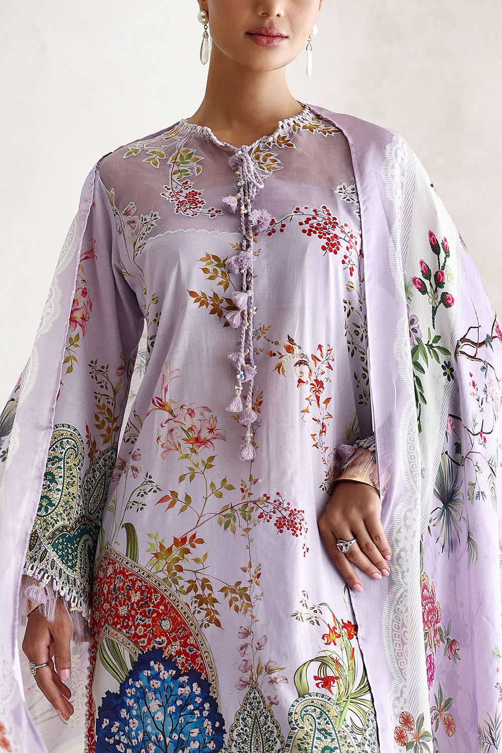 3 Piece Printed Lawn Suit with Printed Silk Dupatta