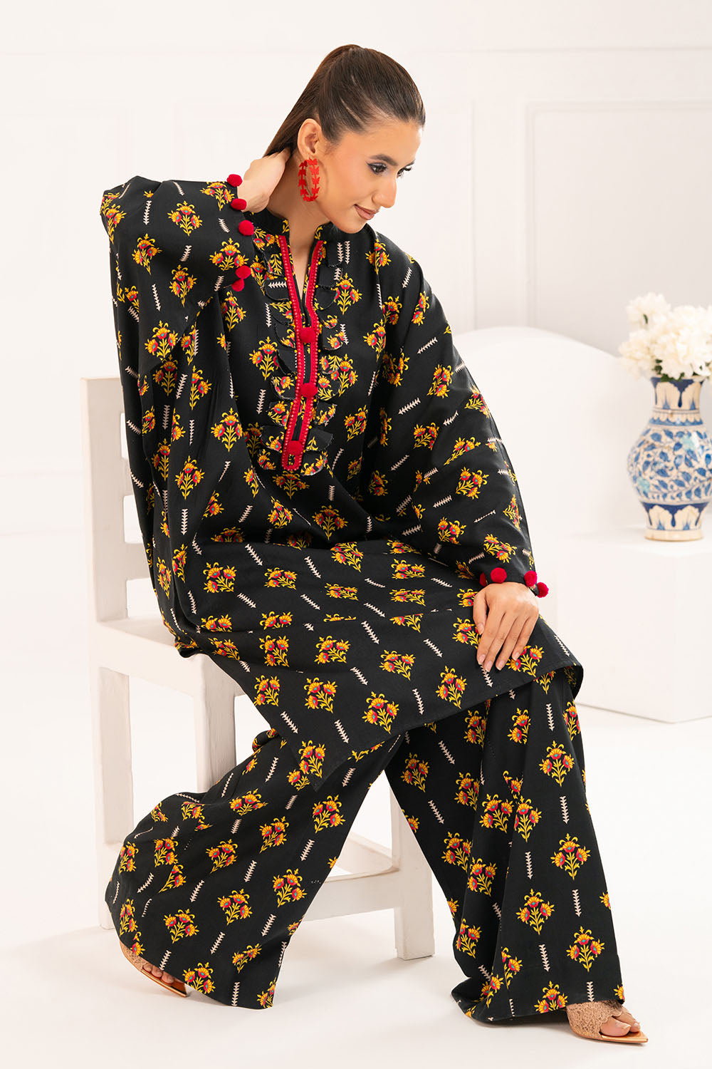 Solid Khaddar Flared Pants