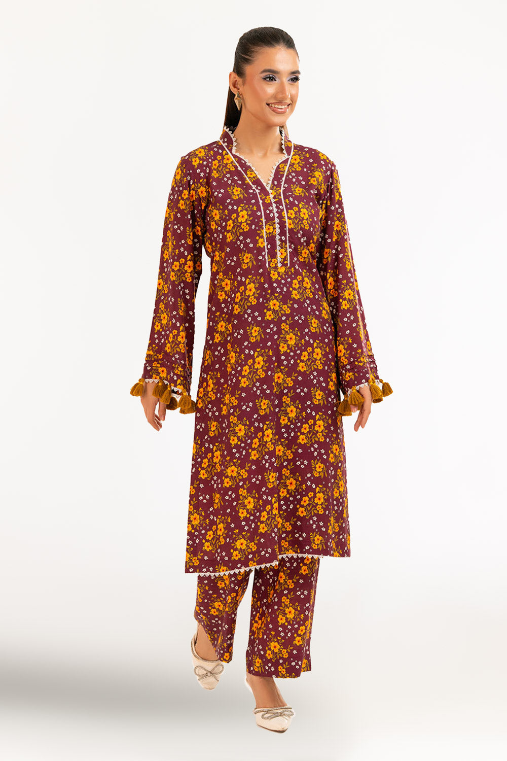 2 Piece Printed Slub Viscose Suit