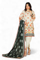 3 Piece Printed Stripe Khaddar Suit With Dupatta