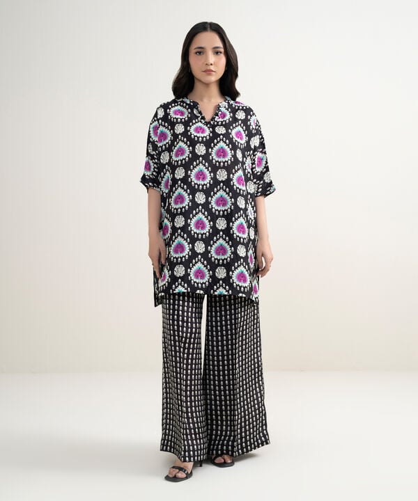 2 Piece - Printed Silk Suit