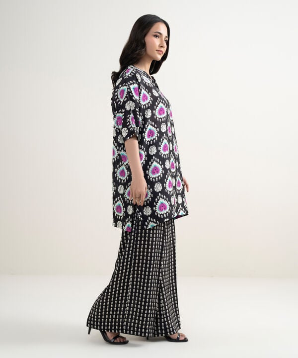 2 Piece - Printed Silk Suit