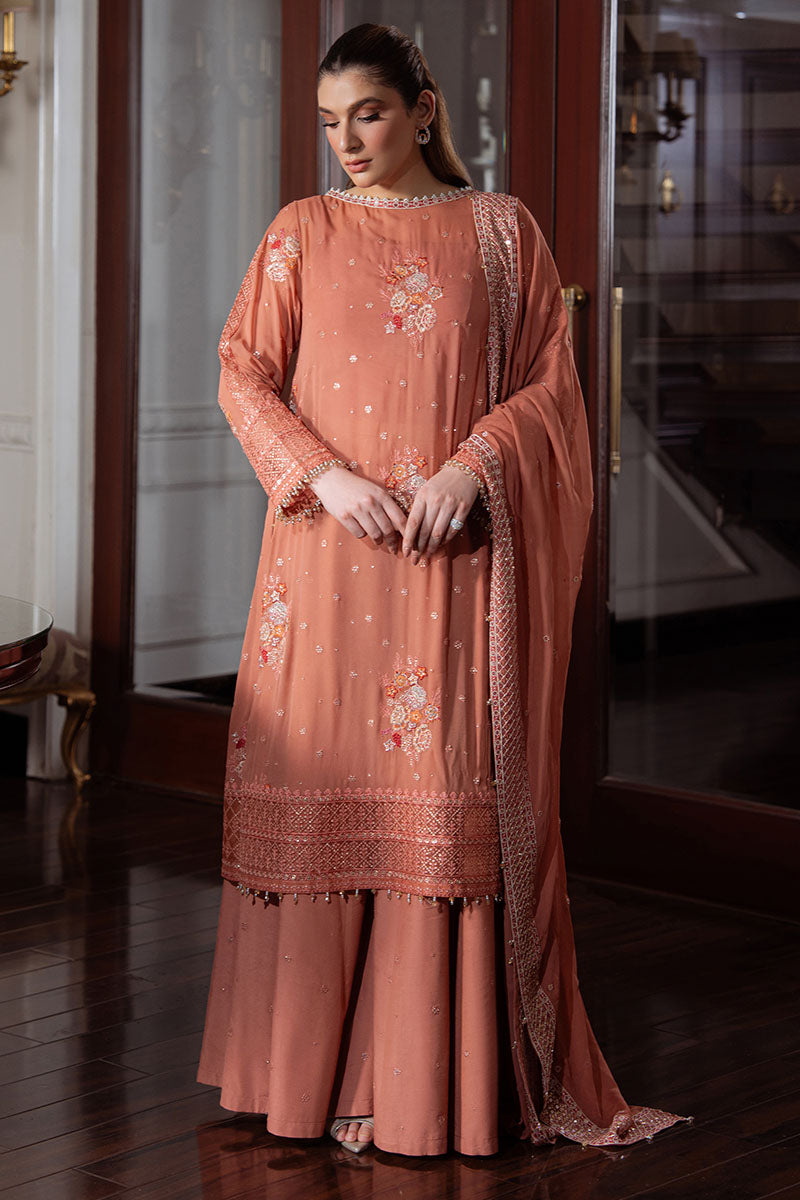 SUNSET DEW-4PC CHIFFON EMBROIDERED SUIT