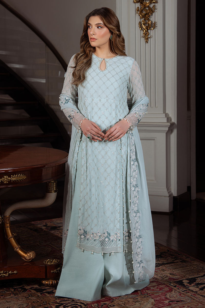 AQUA ICE-4PC CHIFFON EMBROIDERED SUIT