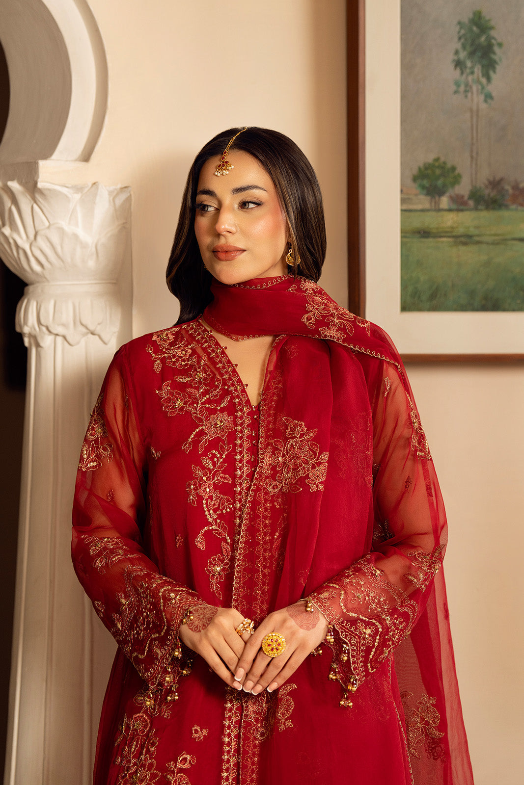 3 Piece Organza Embroidered Unstitched Suit (UF0037)