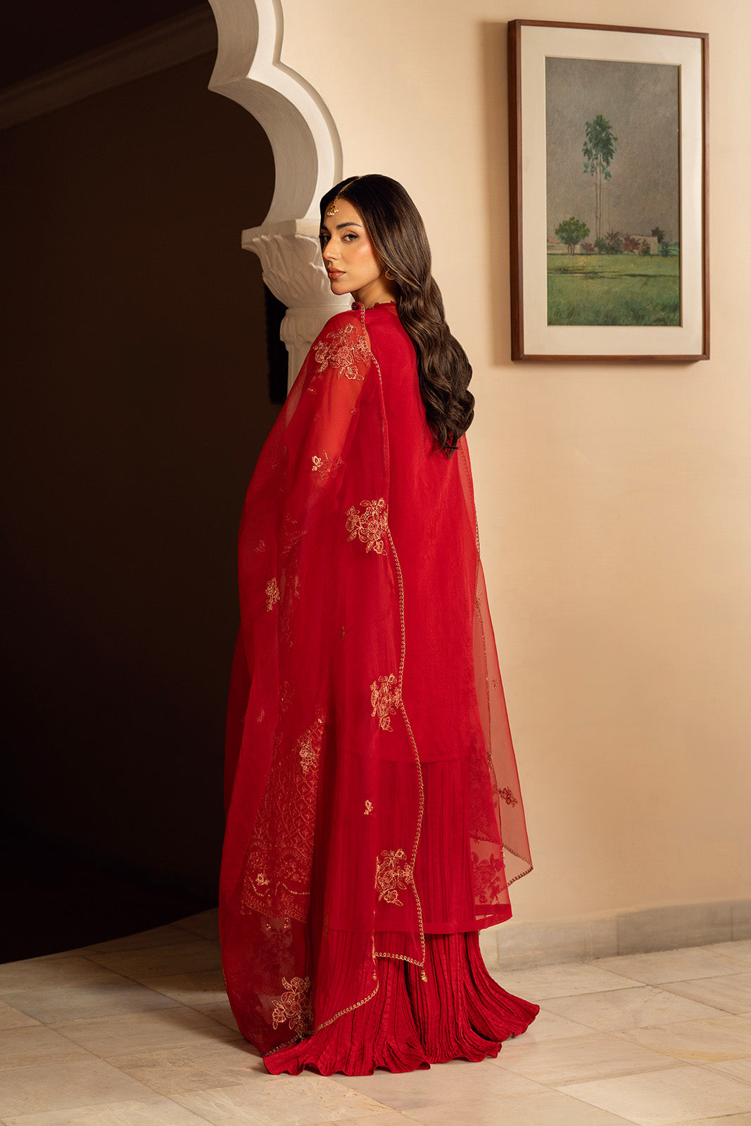 3 Piece Organza Embroidered Unstitched Suit (UF0037)