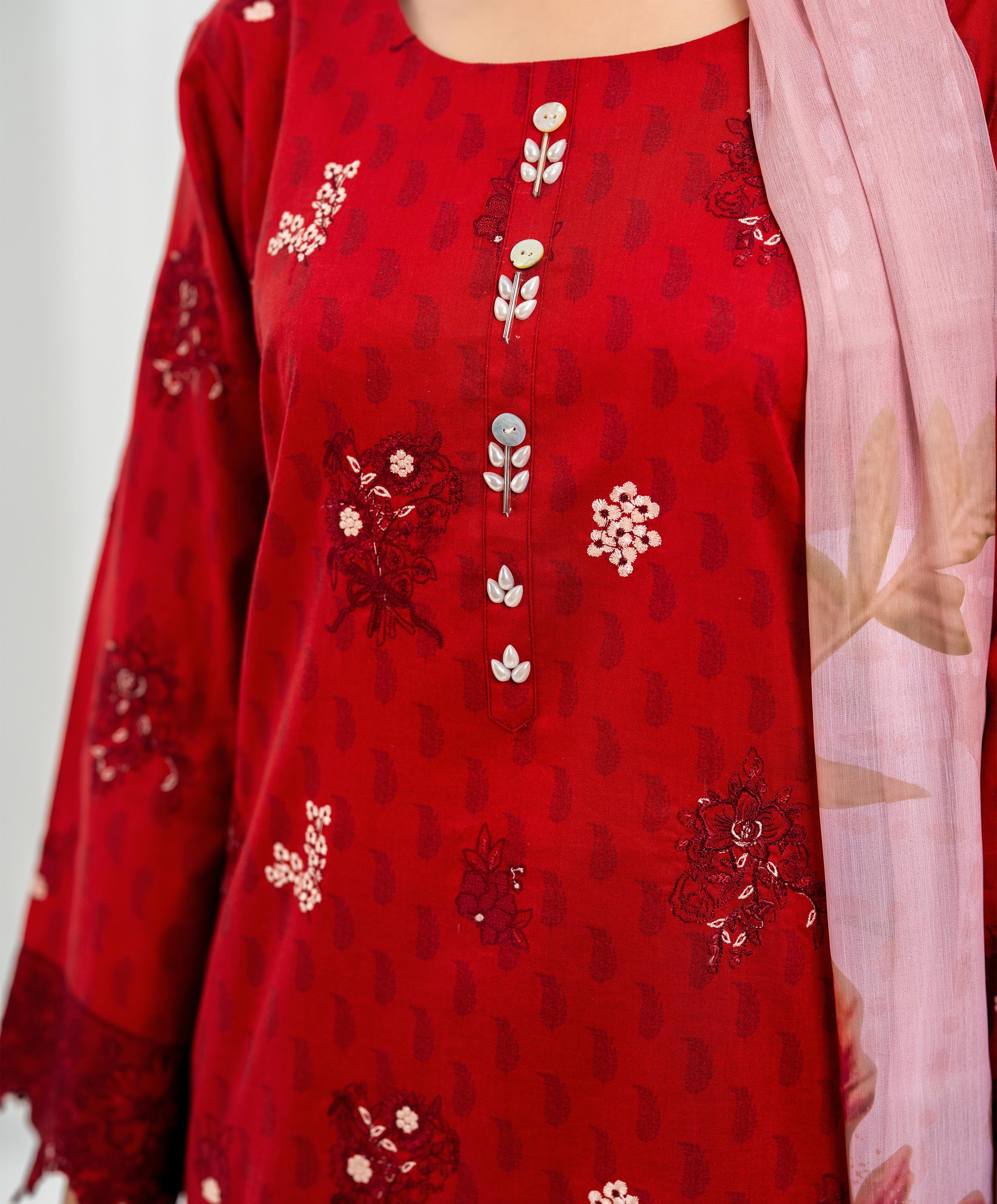 KEP-3P-001 RED-LAWN STITCHED 3PC