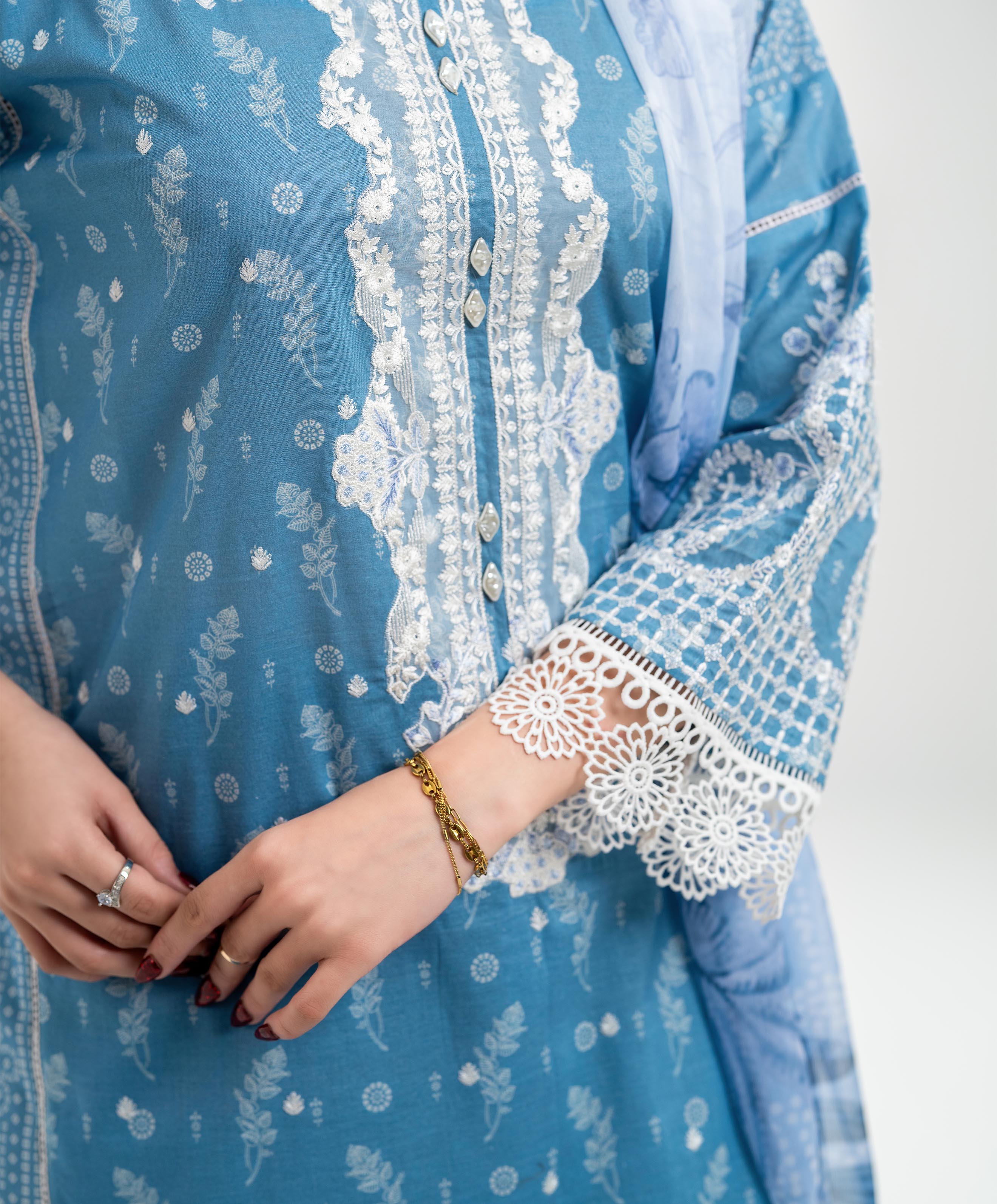KEP-3P-003 SKY BLUE-LAWN STITCHED 3PC