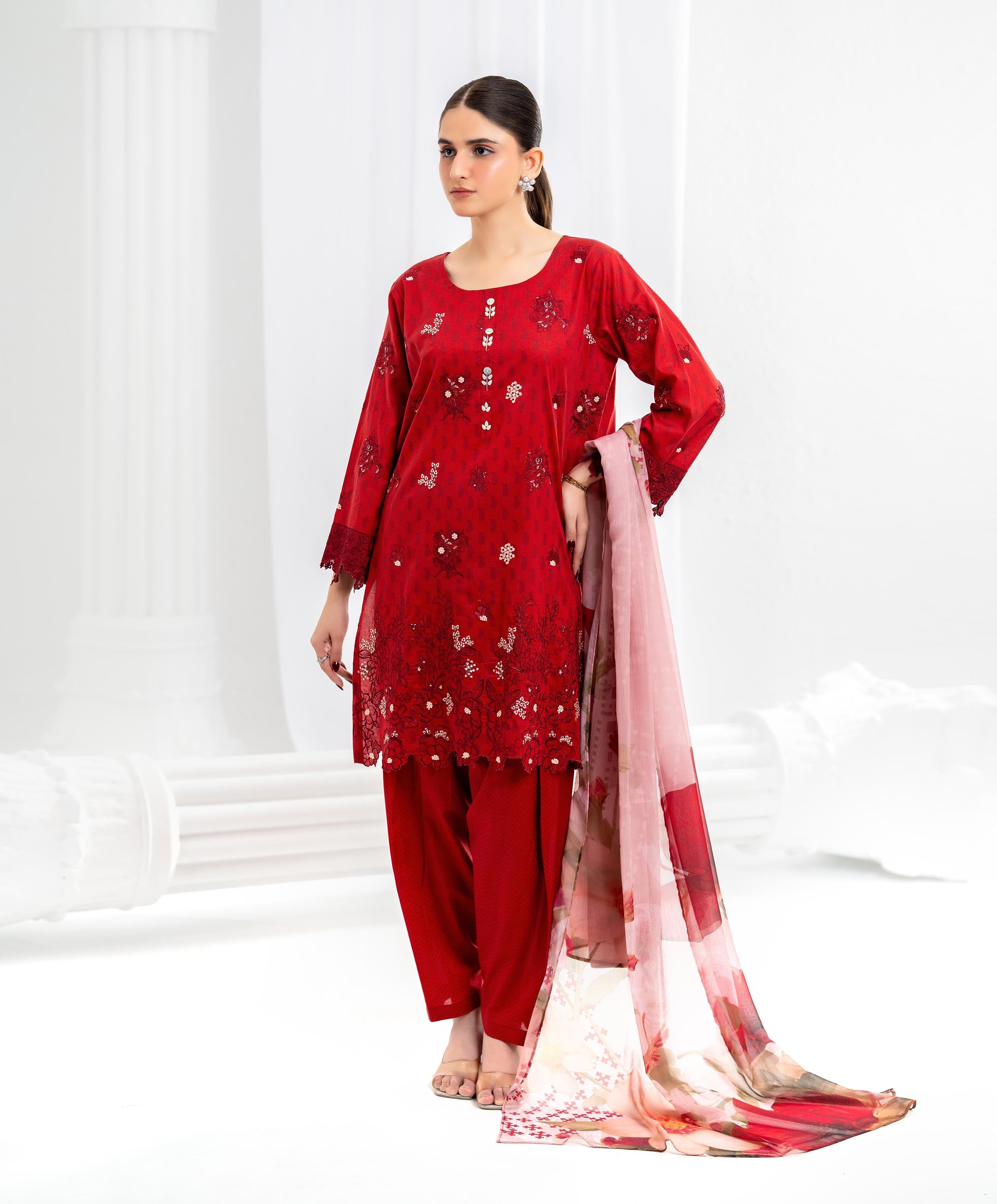 KEP-3P-001 RED-LAWN STITCHED 3PC