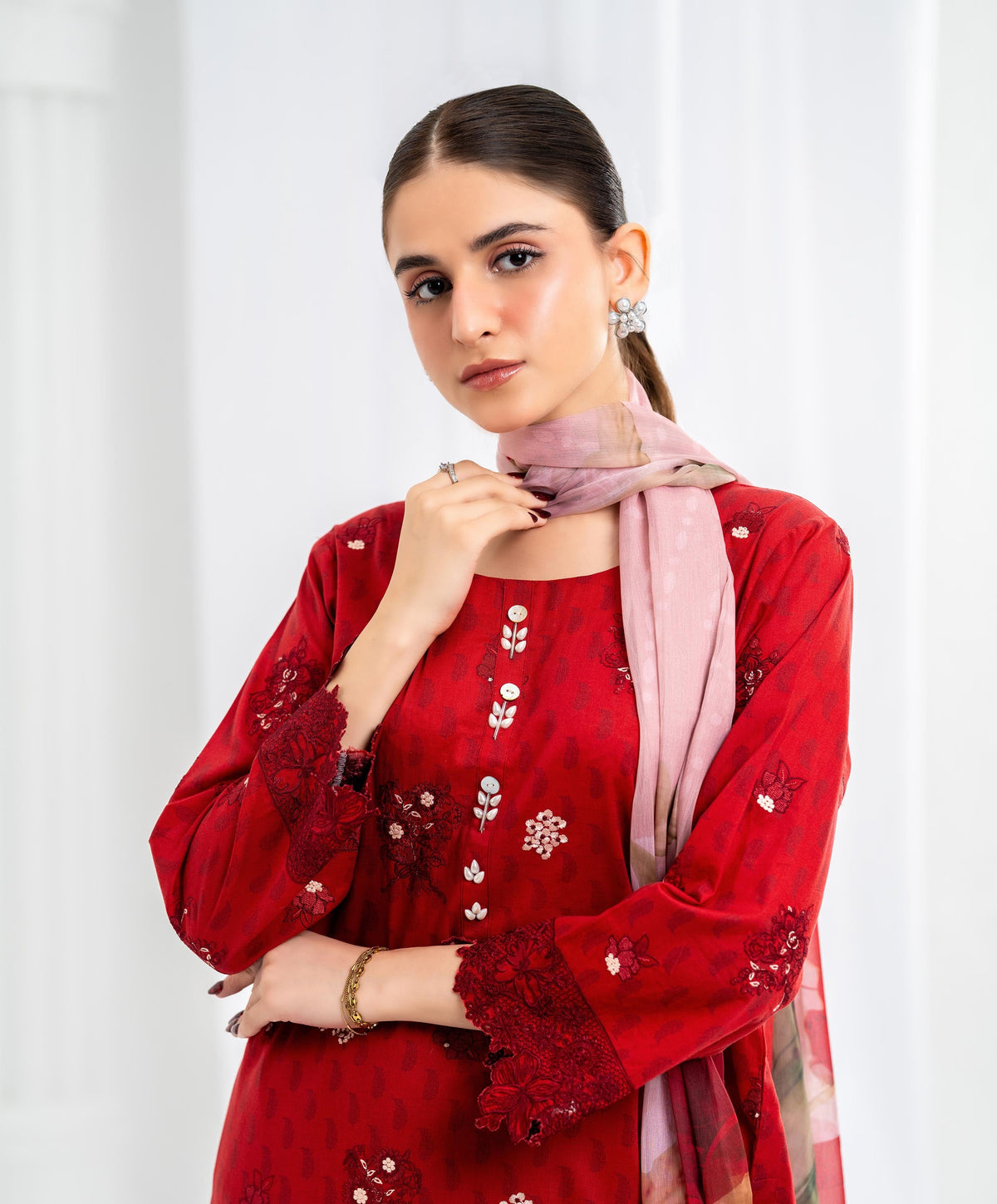 KEP-3P-001 RED-LAWN STITCHED 3PC