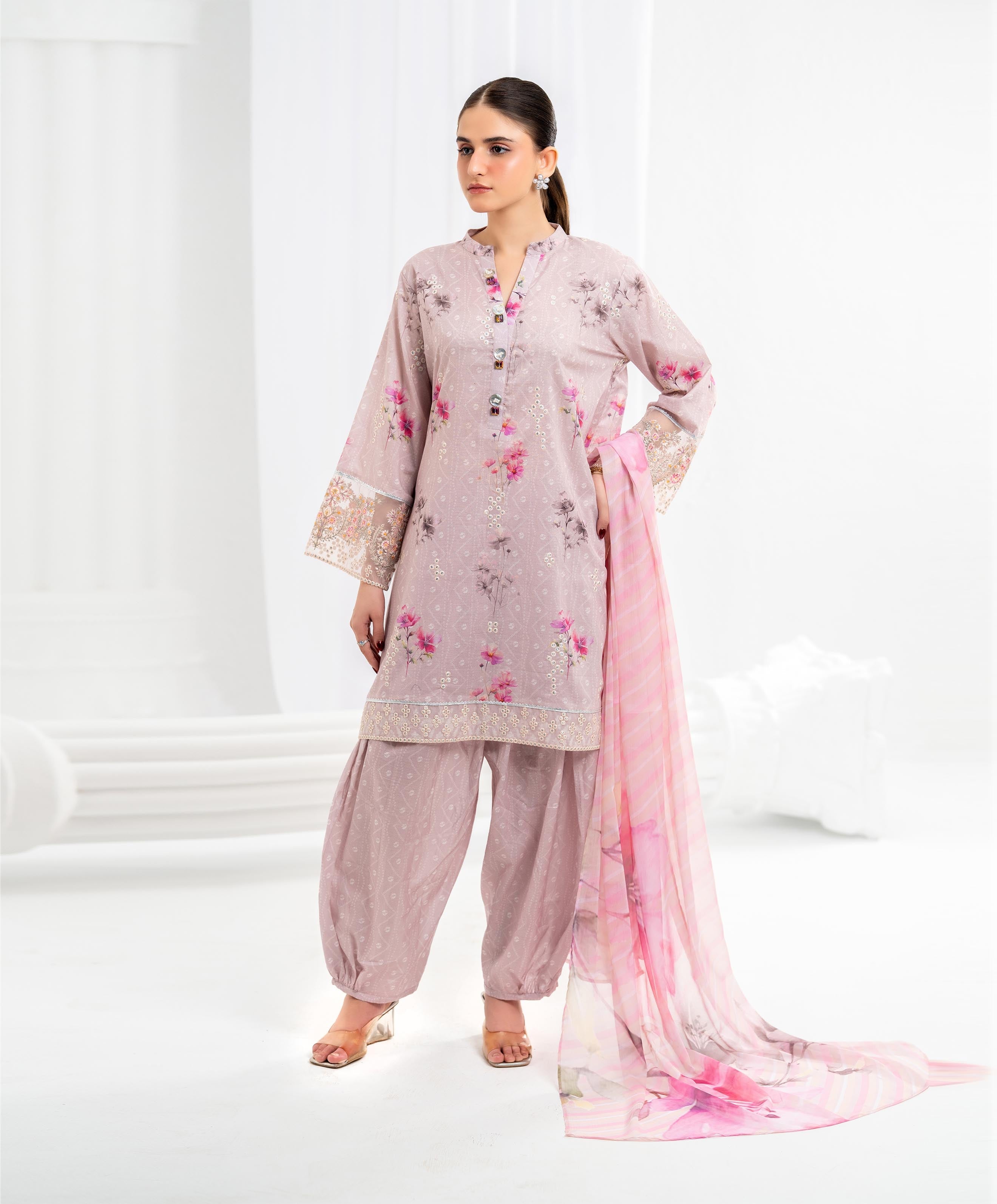 KEP-3P-005 MAUVE-LAWN STITCHED 3PC