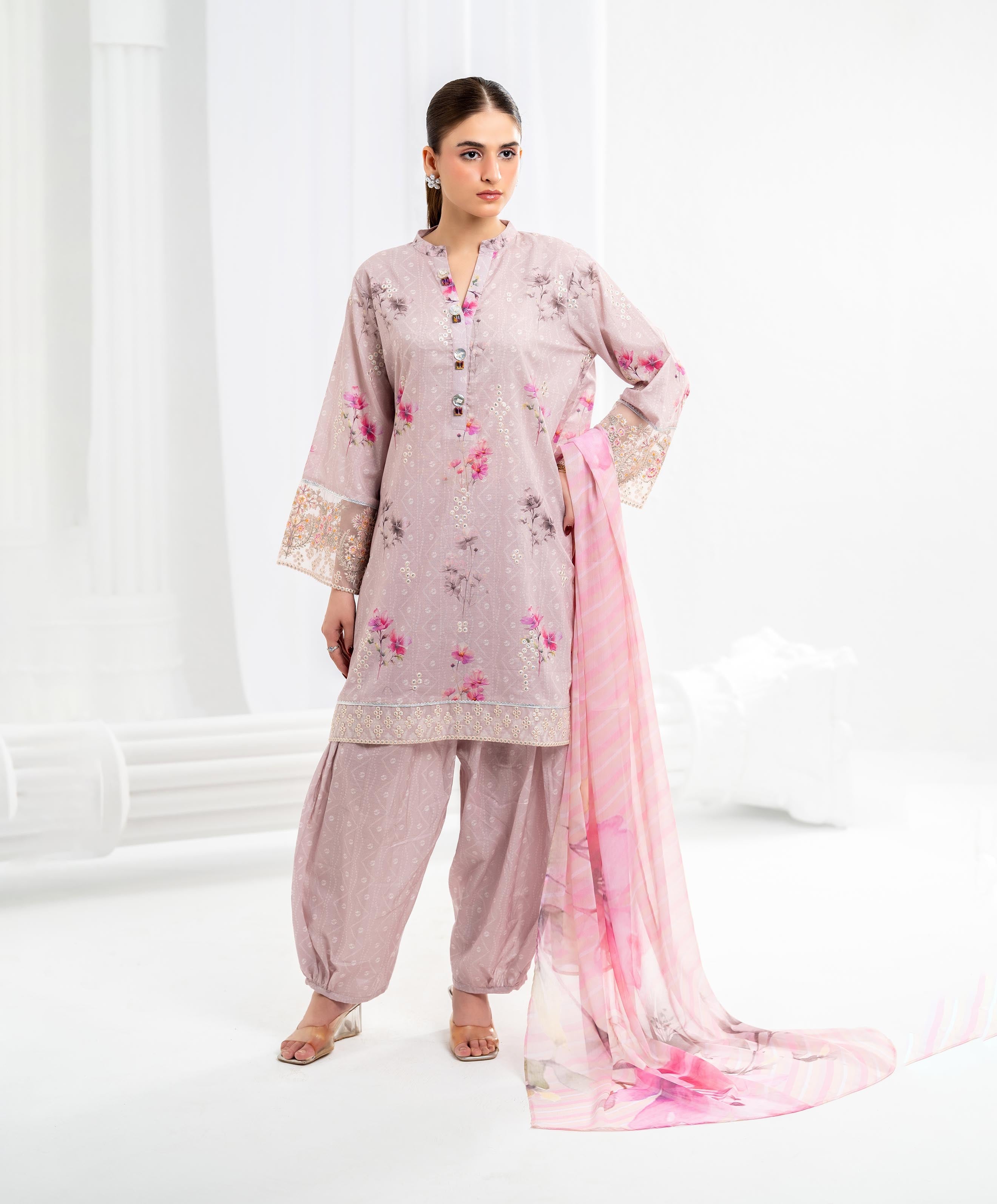 KEP-3P-005 MAUVE-LAWN STITCHED 3PC