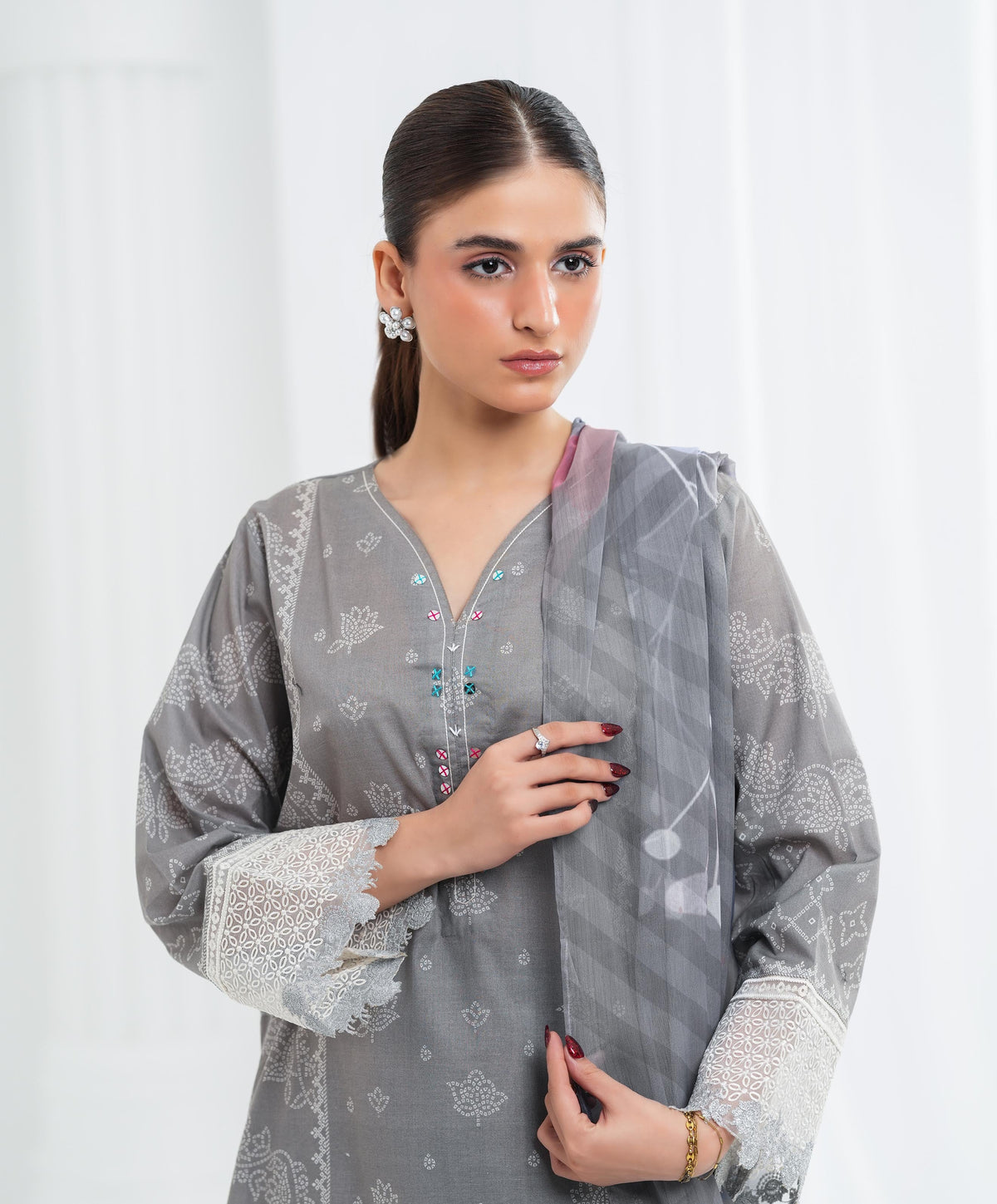 KEP-3P-004 GRAY-LAWN STITCHED 3PC