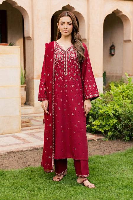 Ruby Araasta 3Pc - Embroidered Khaddar Pret