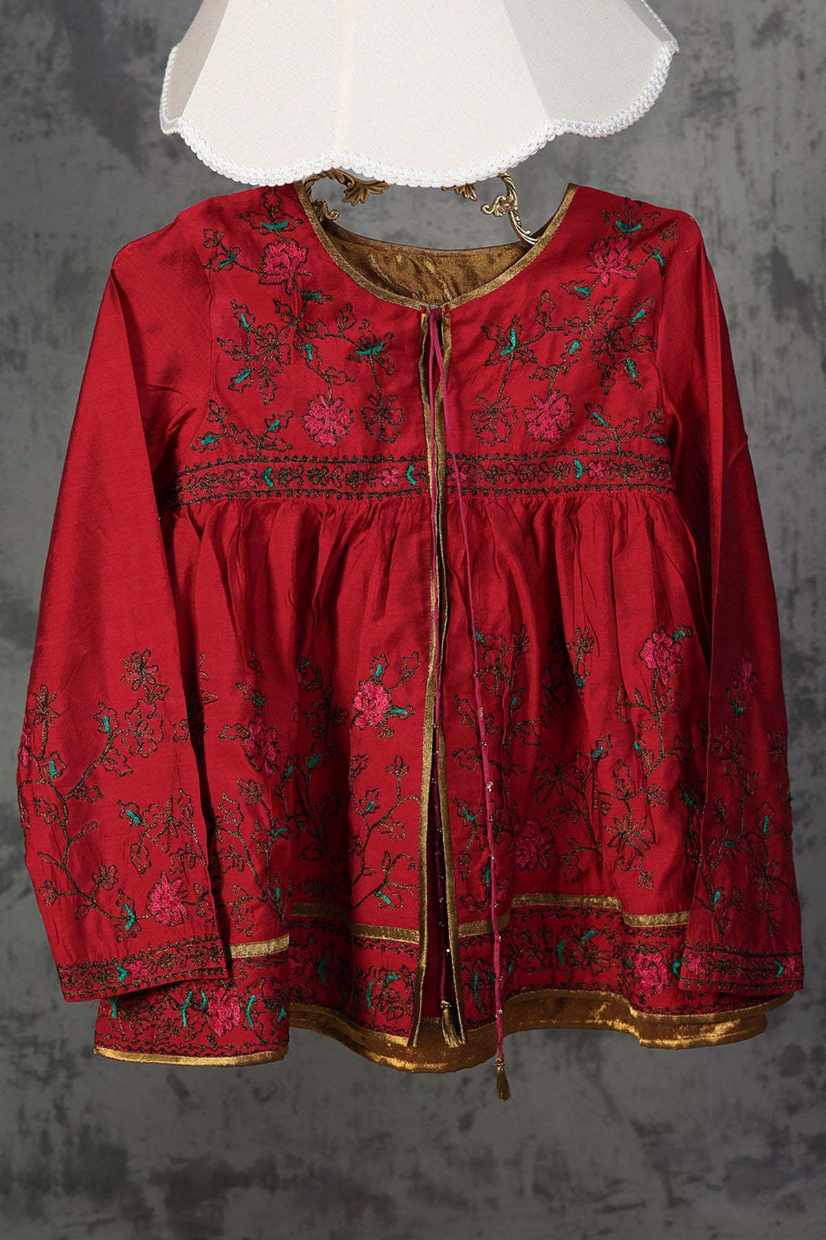 Embroidered Gathered Top