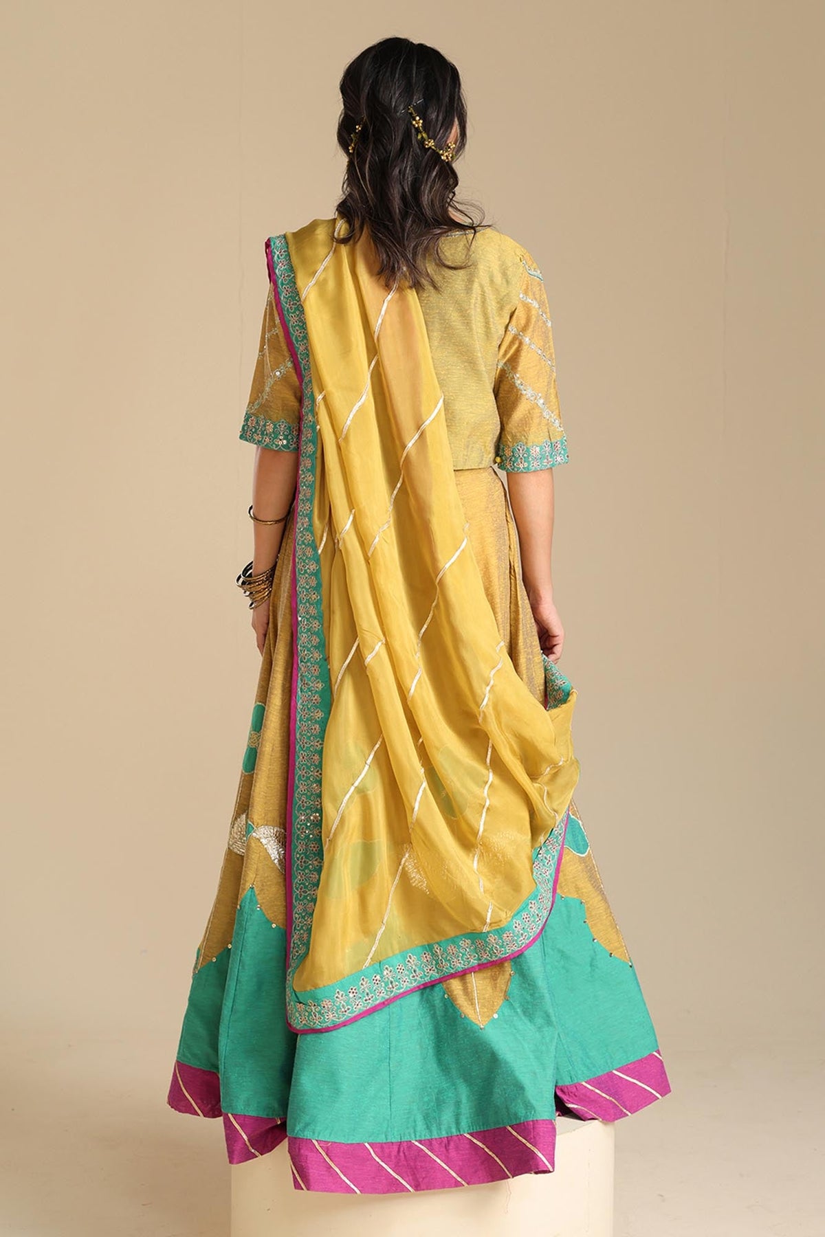 Color Blocked Lehnga Ensemble