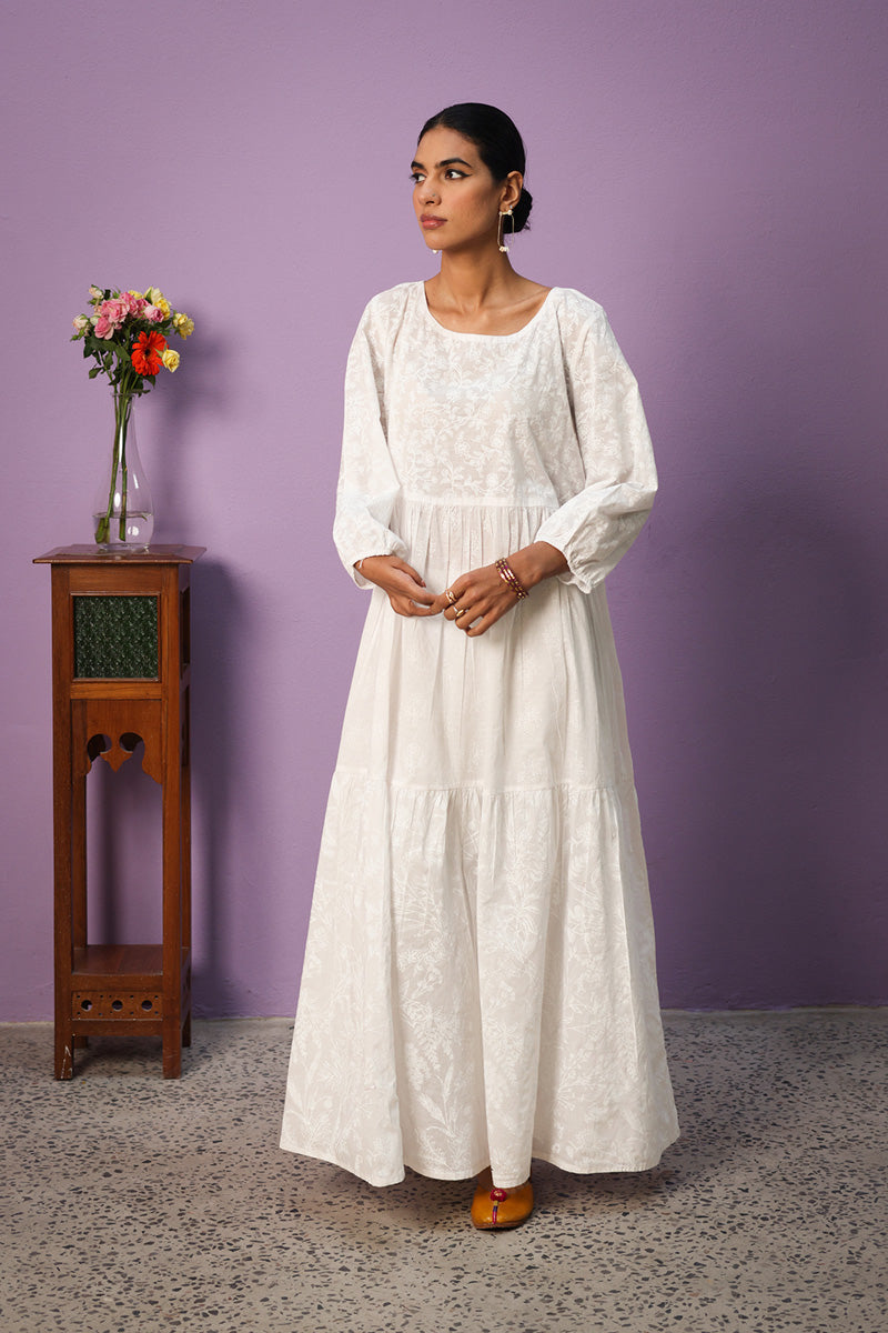 Sea Foam Flared Tiered Frock