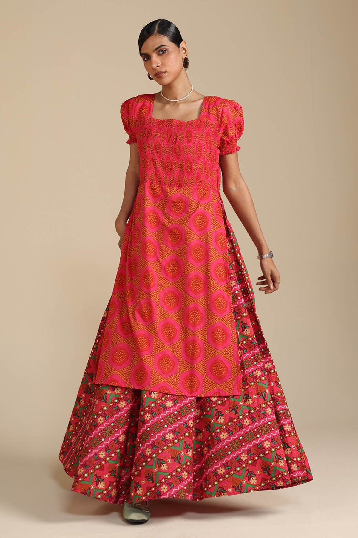 Printed Smocked Dress