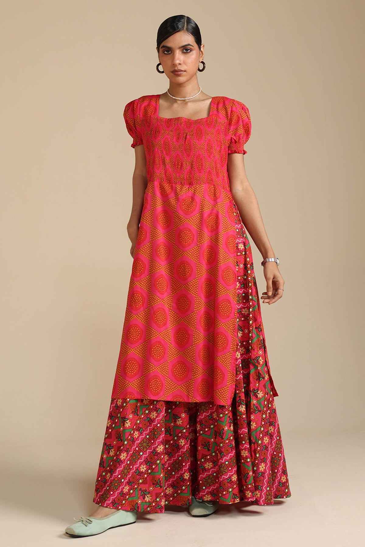 Printed Smocked Dress