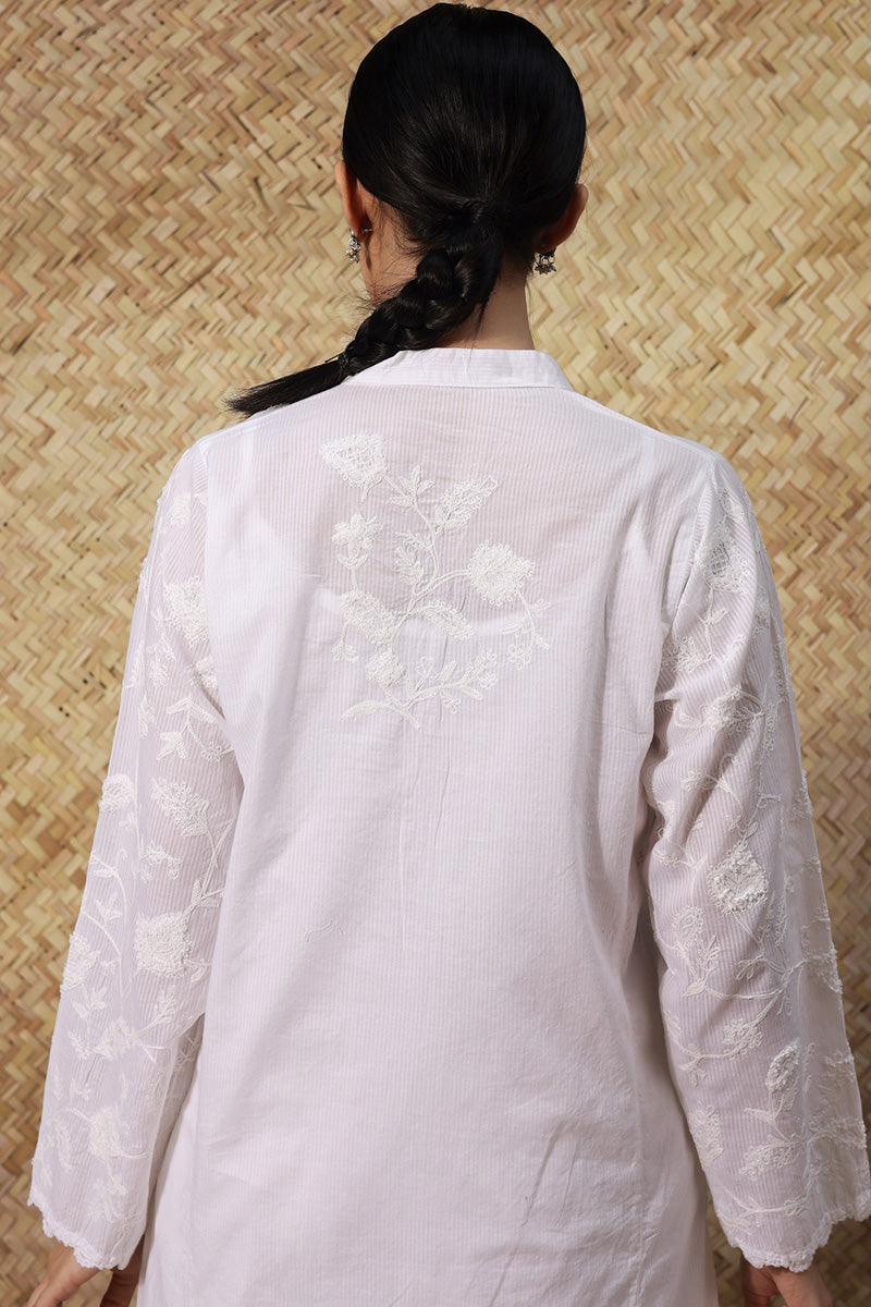 Embroidered White Whisper Suit