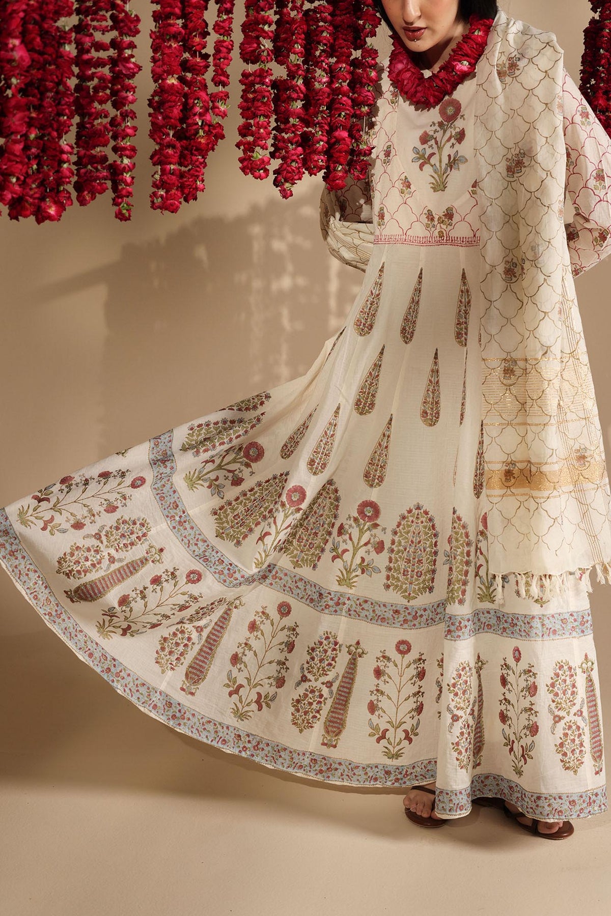 Block-Printed Anarkali Set