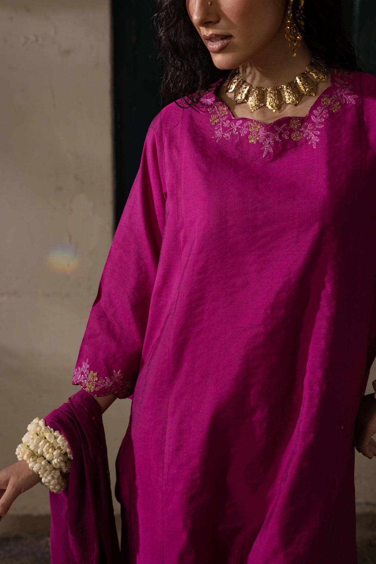 Golden Veil Embroidered Ensemble