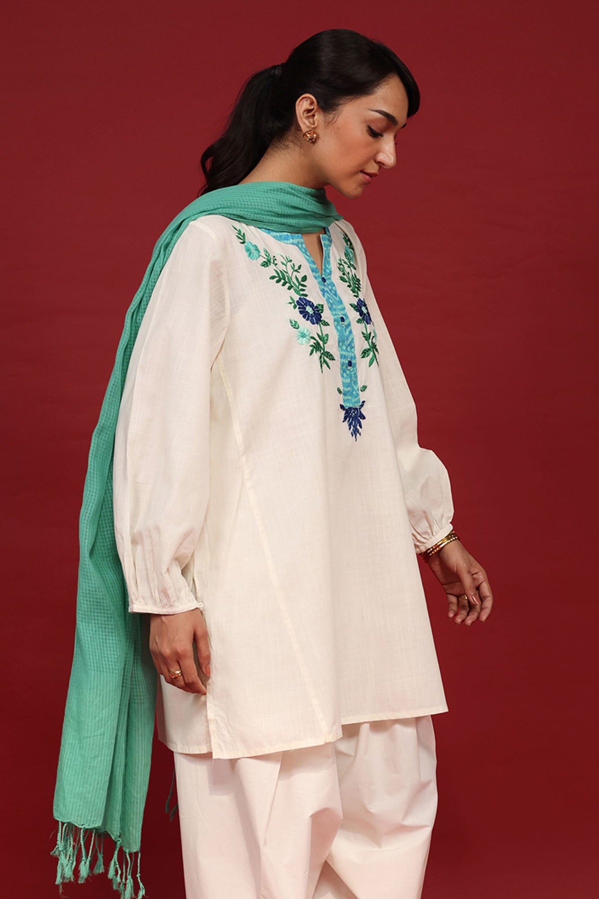 Hand-Embroidered Floral Shirt