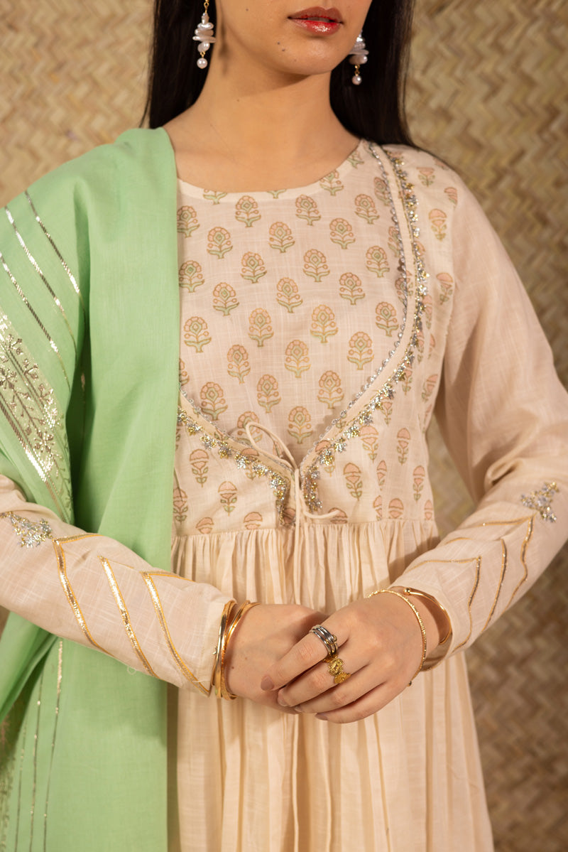 Block-Printed Anarkali Set