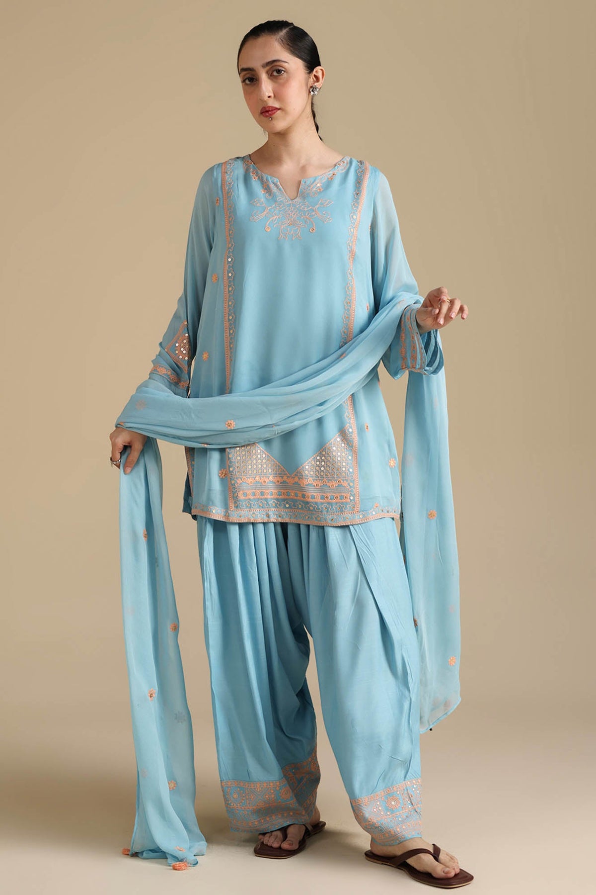 Sheesh Embroidered Farshi Set