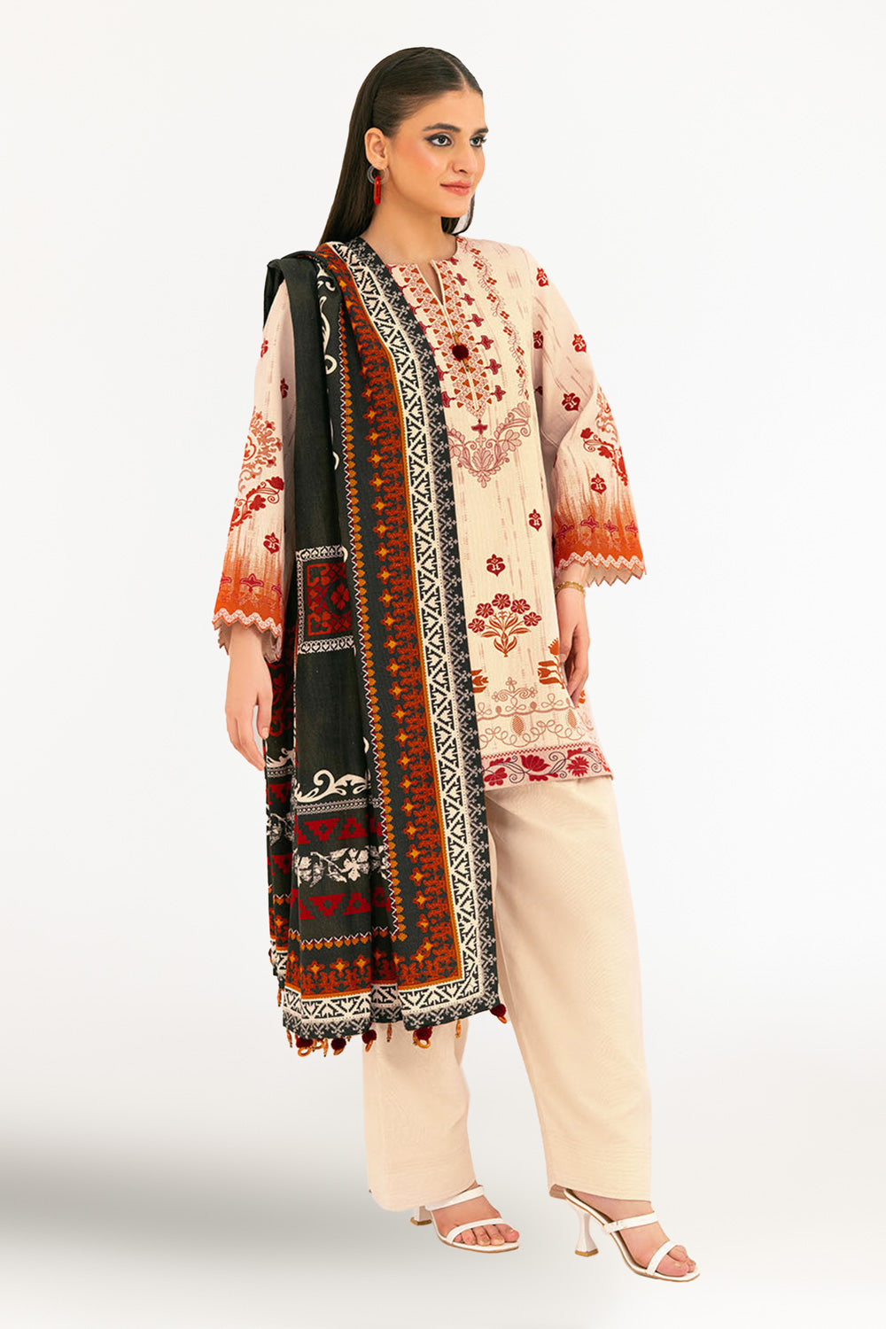 3 Piece Digital Printed Linen Khaddar Suit with Dupatta