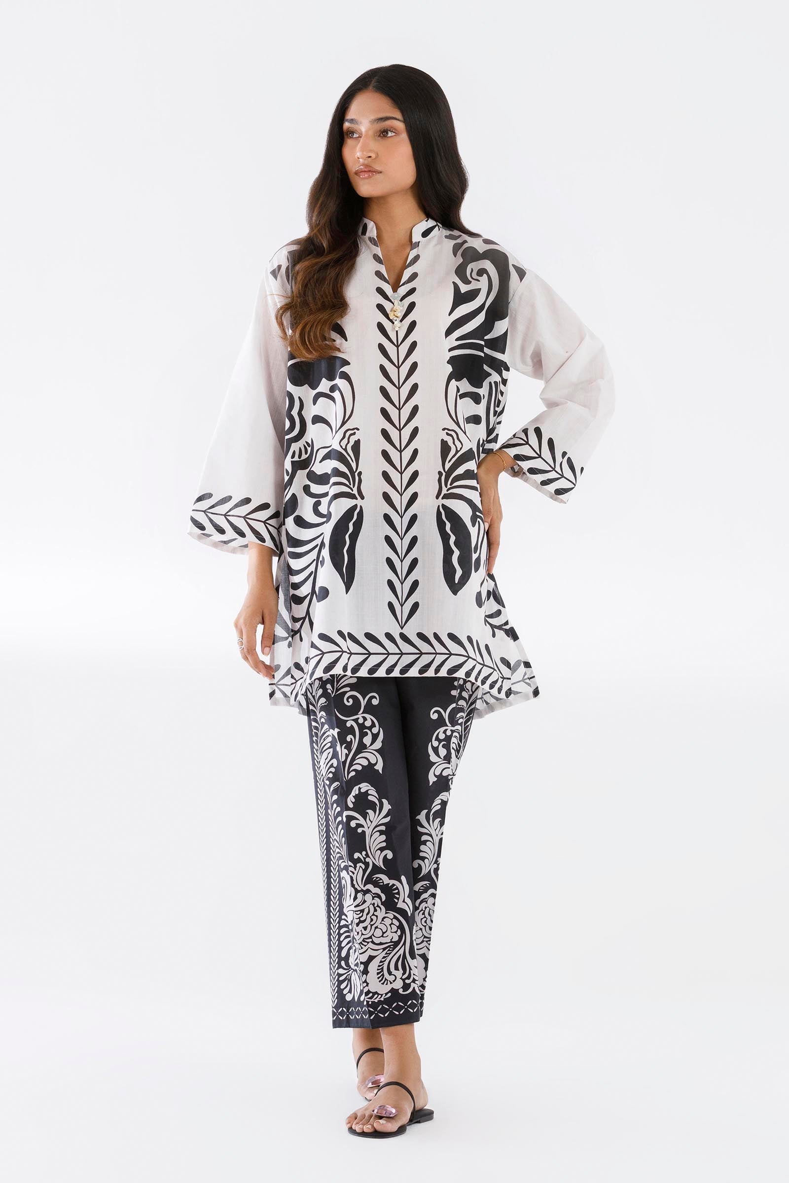 Stitched Printed Slub Shirt+ Culotte