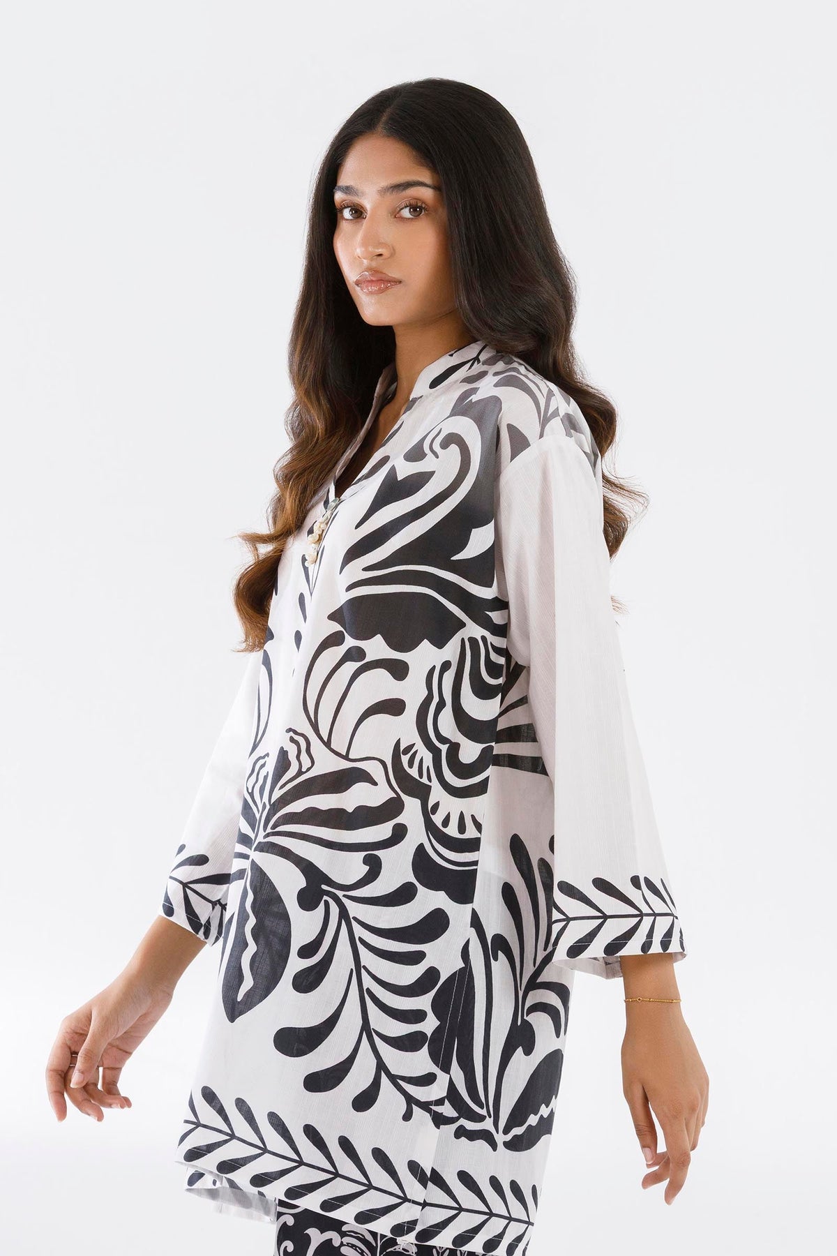 Stitched Printed Slub Shirt+ Culotte