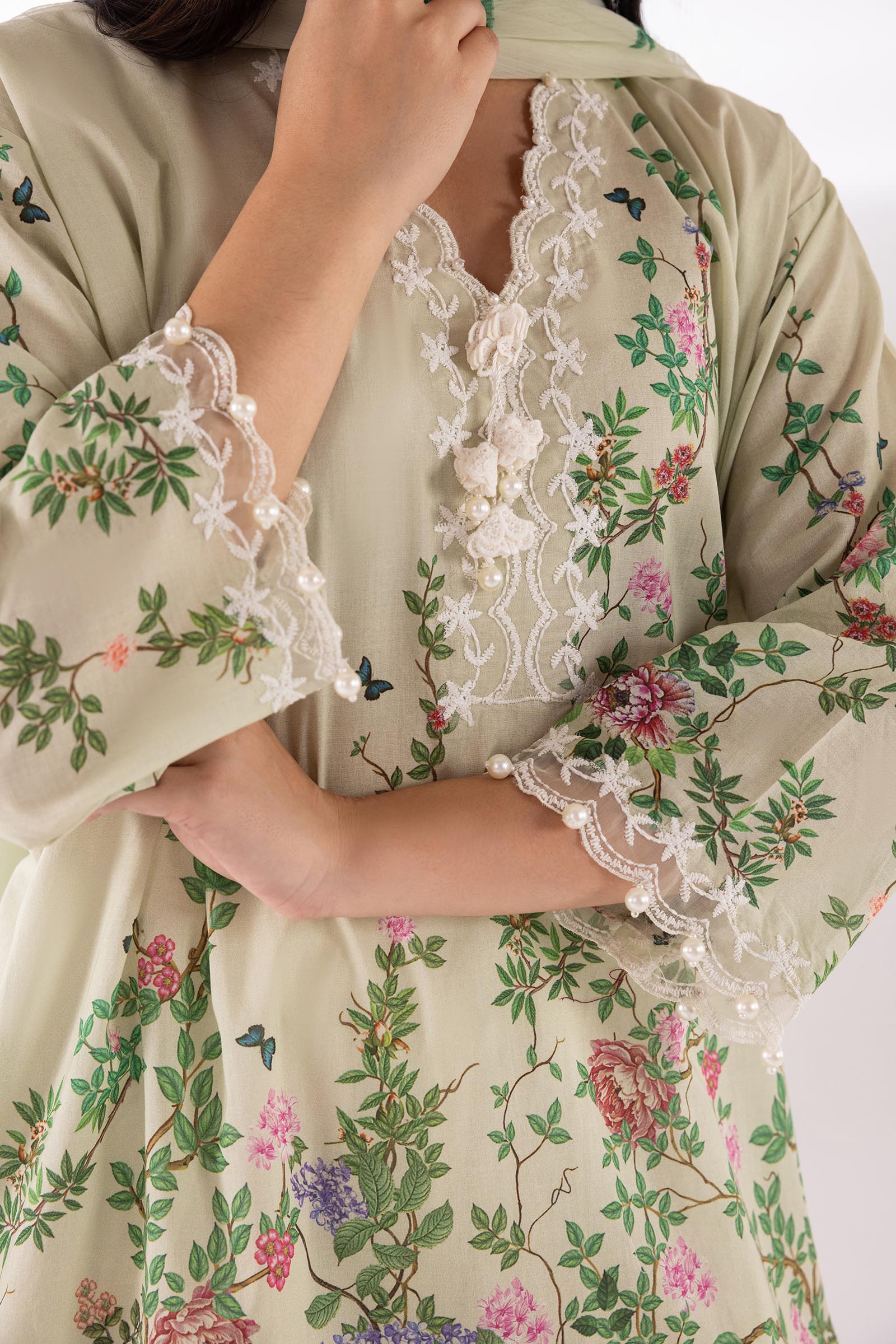 Stitched Embroidered Muzlin Lawn Suit