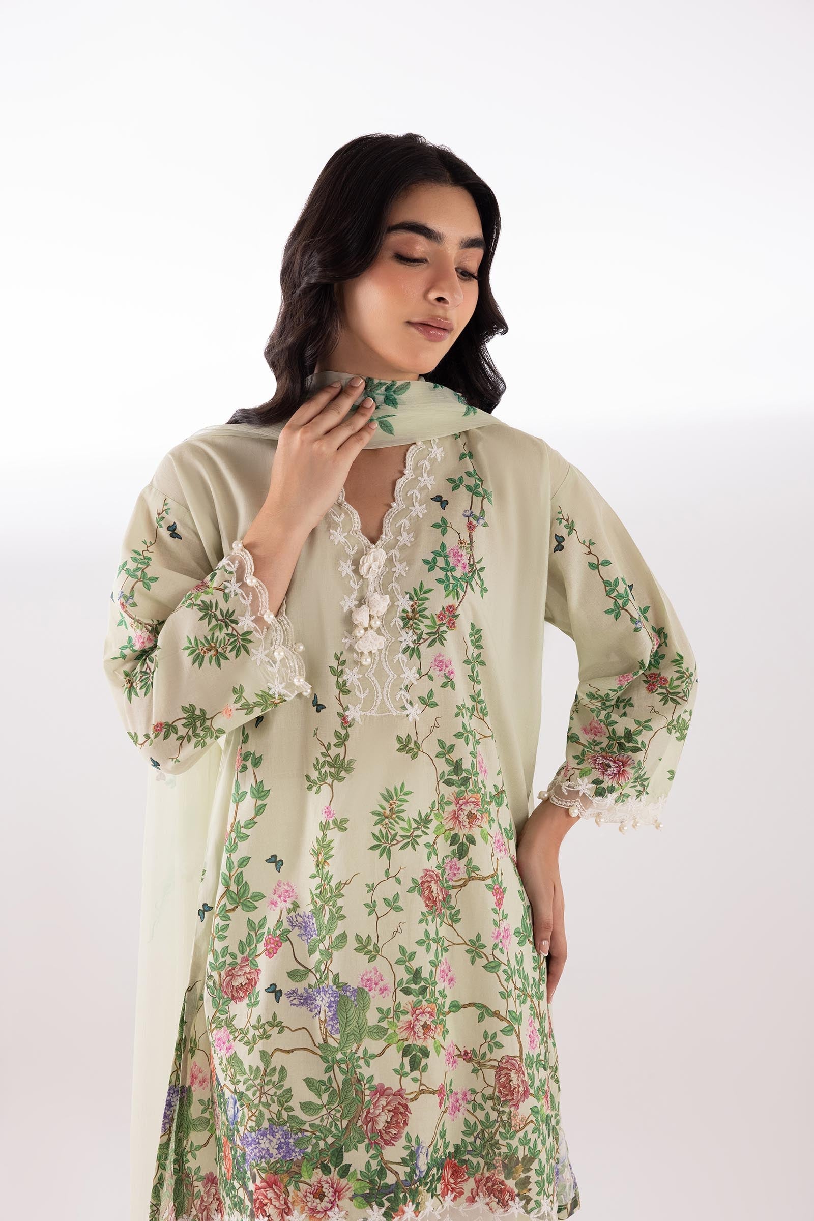 Stitched Embroidered Muzlin Lawn Suit