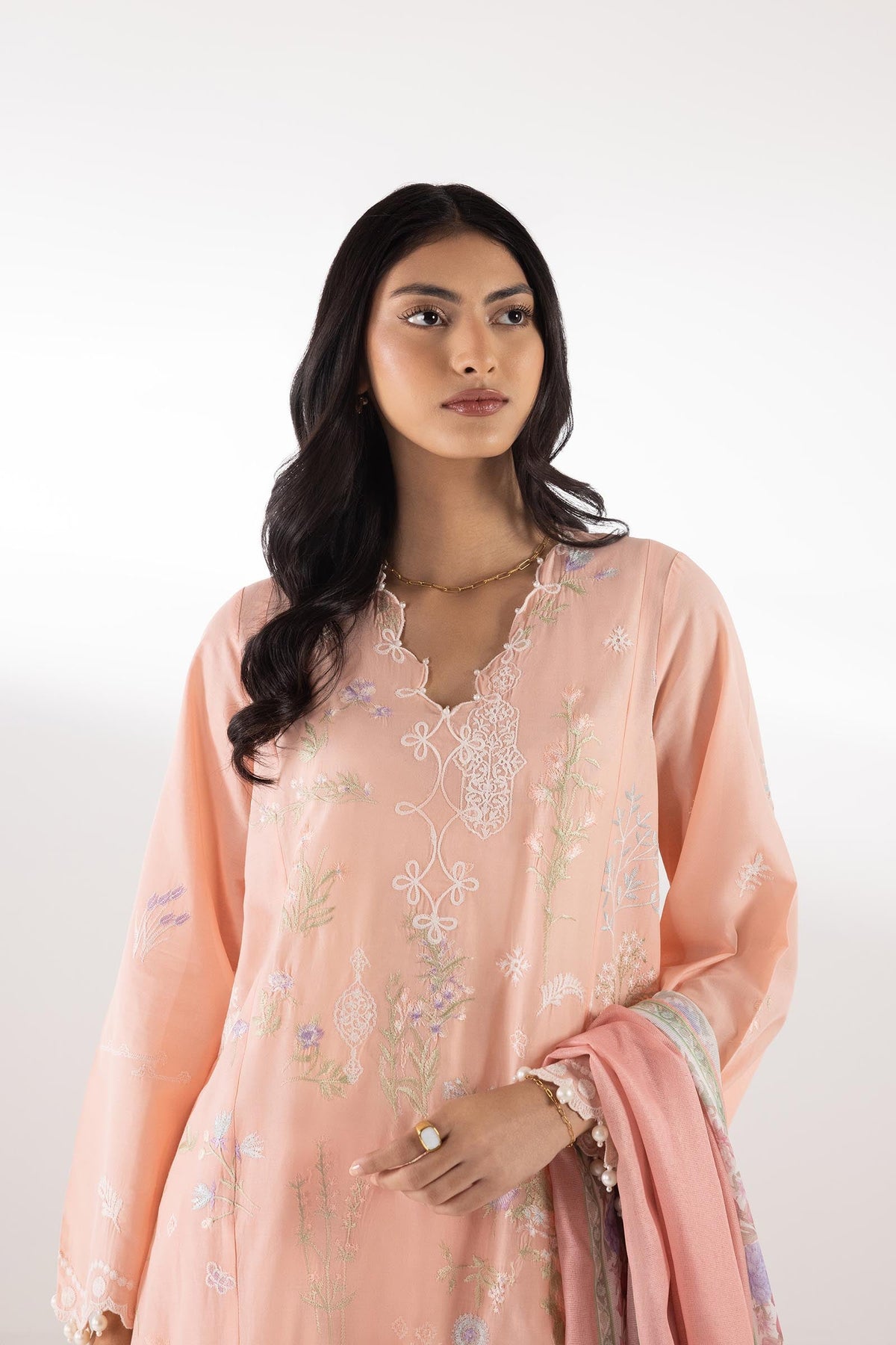 Stitched Embroidered Muzlin Lawn Suit