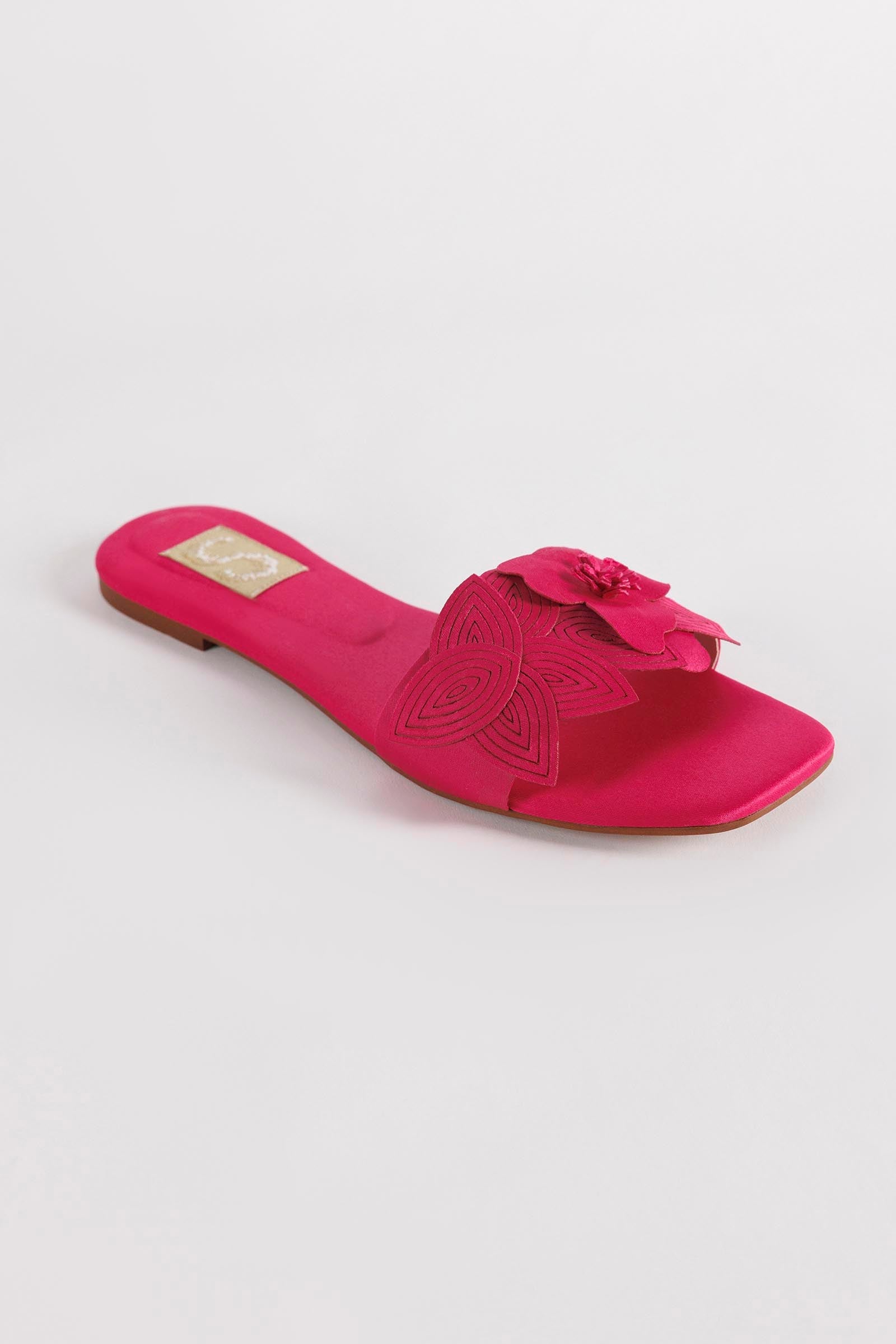 Hot Pink Floral Slide Sandals