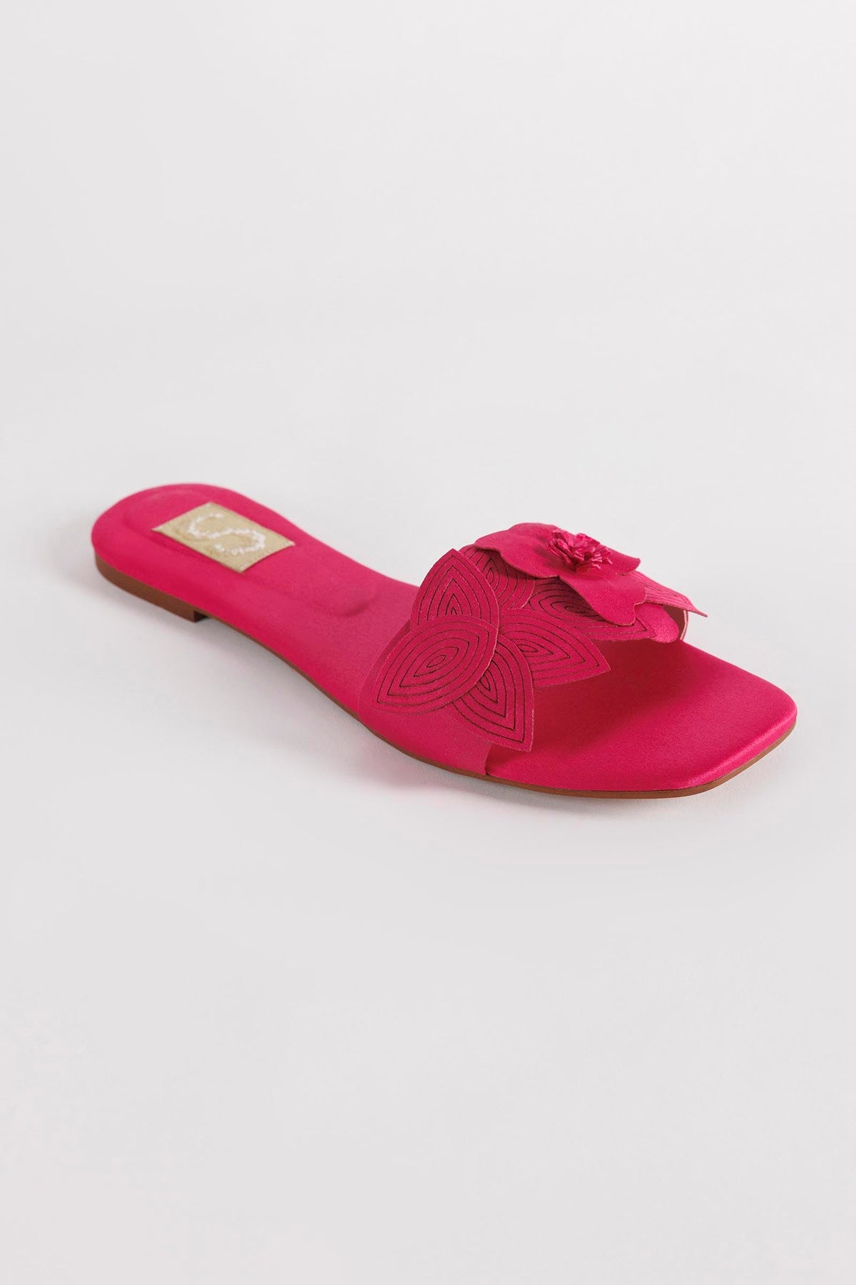 Hot Pink Floral Slide Sandals