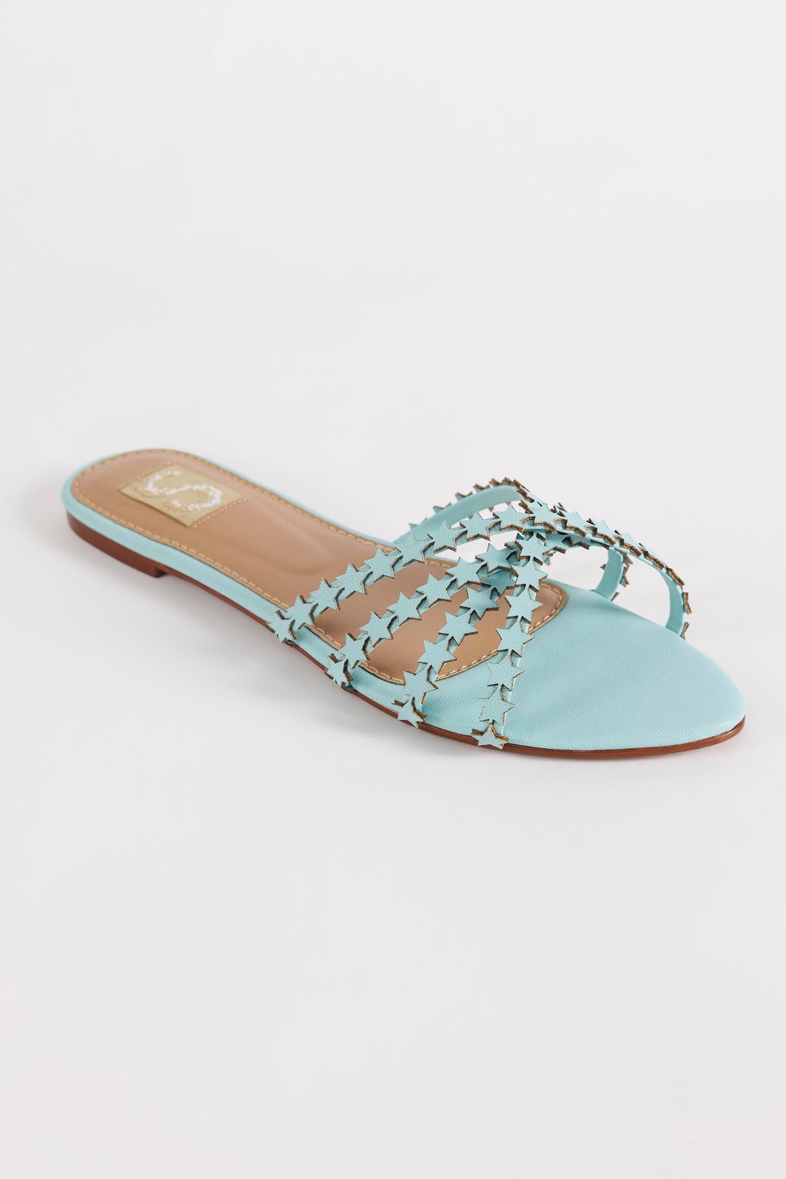 Powder Blue Star Flat Sandals