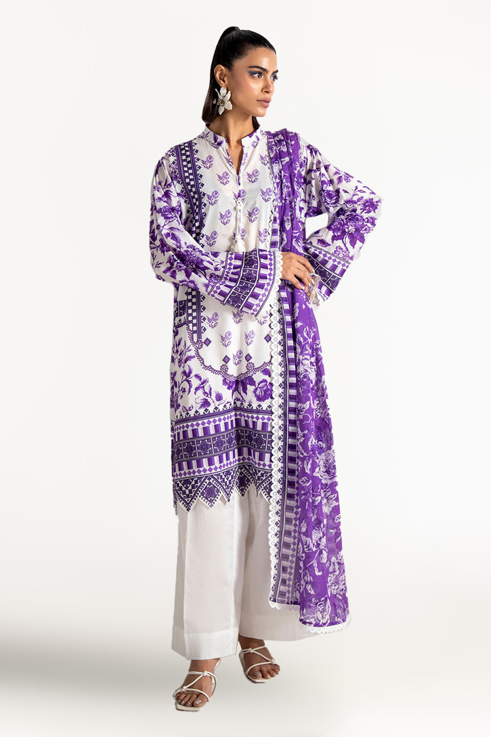 3 Piece Unstitched Printed Lawn Suit