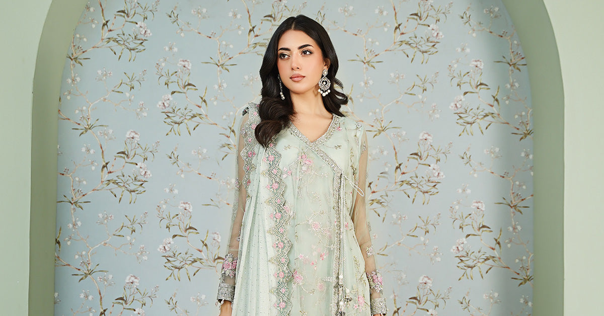 3 Piece Embroidered Organza Suit