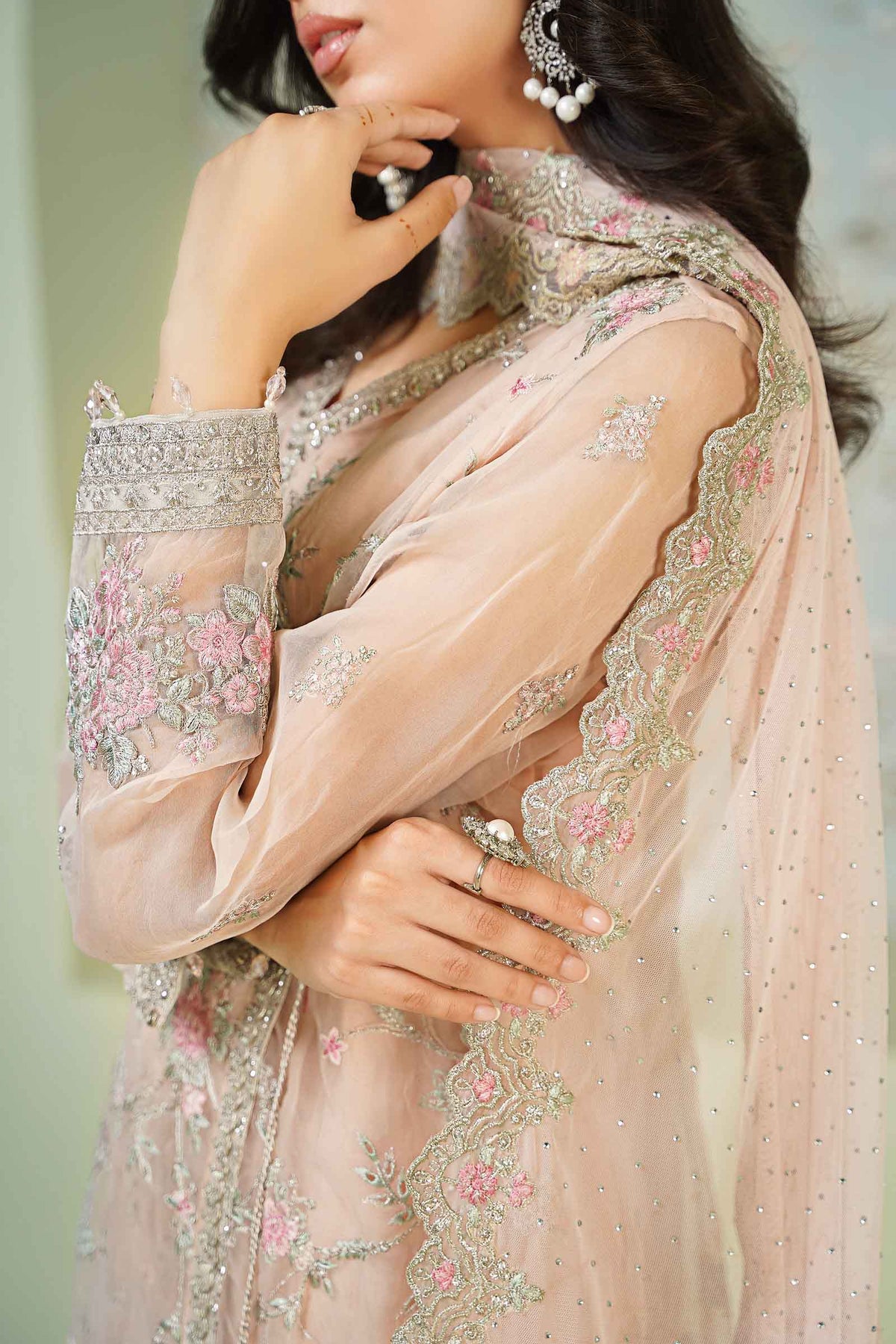 3 Piece Embroidered Organza Suit