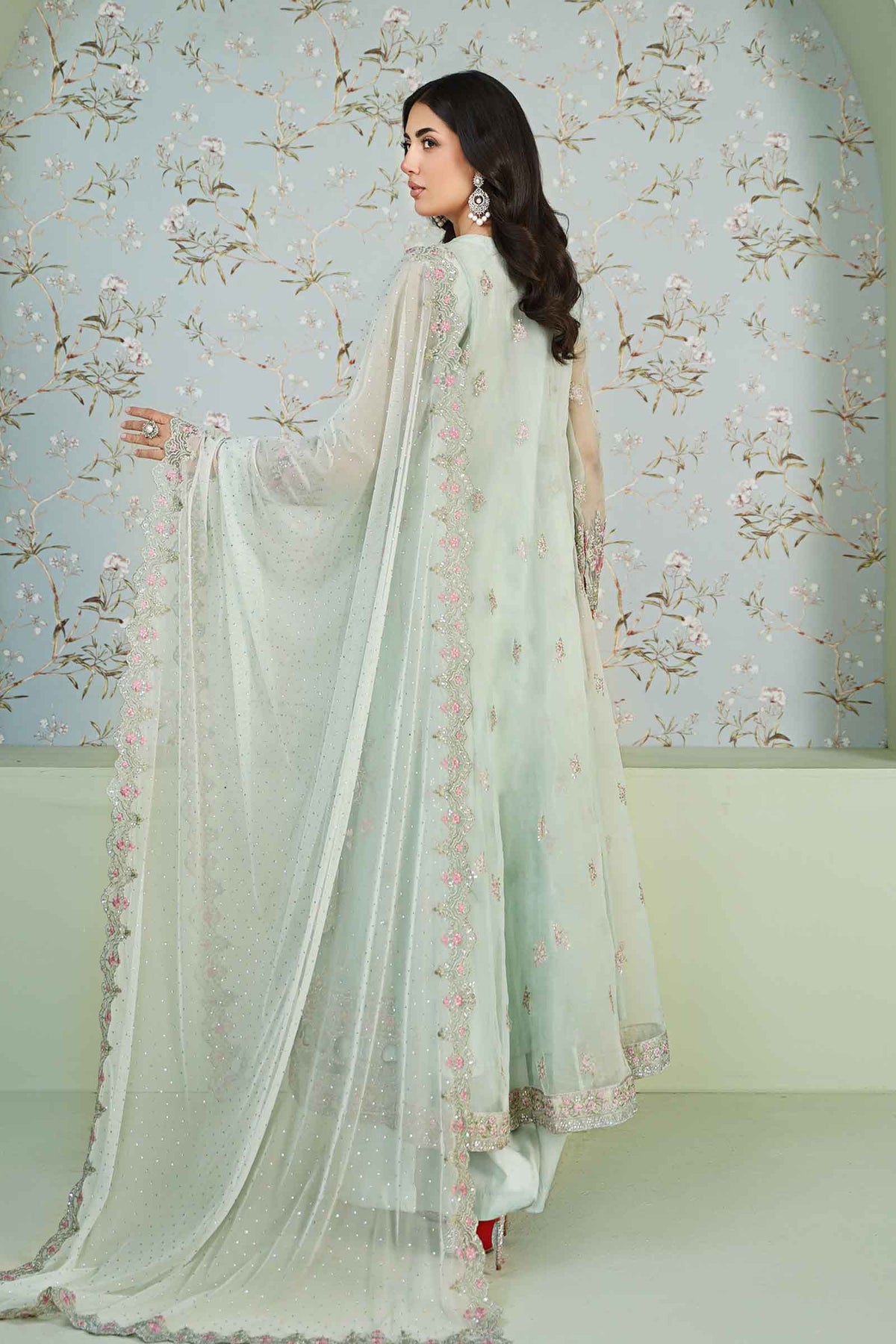 3 Piece Embroidered Organza Suit