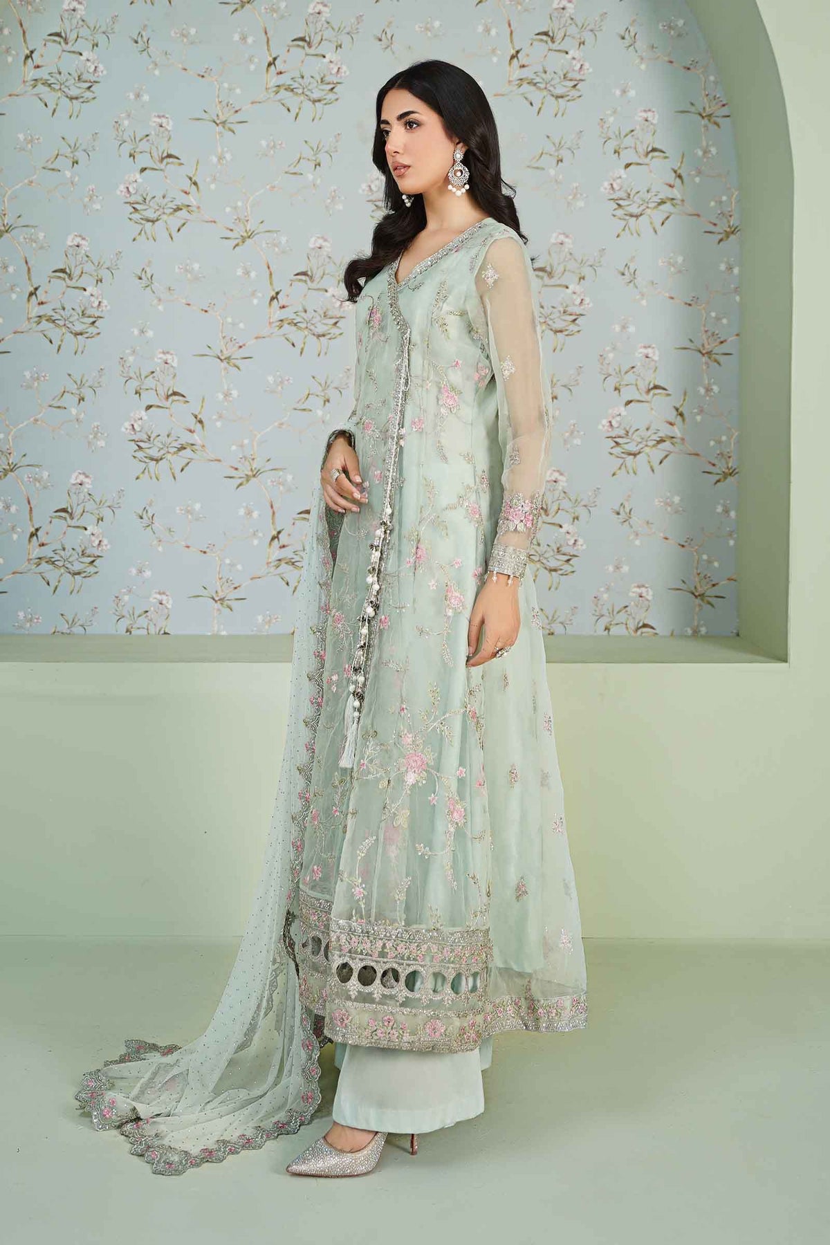 3 Piece Embroidered Organza Suit